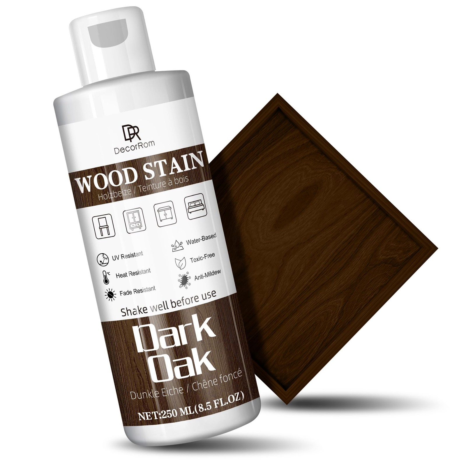 Dark Oak Wood Stain, 8.5oz Water Based Wood Stain, Matte Wooden Fast Drying C…