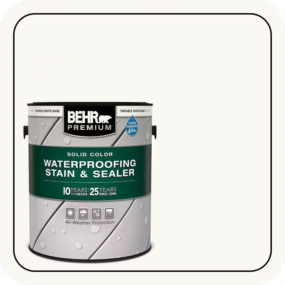 1 Gal. White Base Solid Color Waterproofing Exterior Wood Stain and Sealer