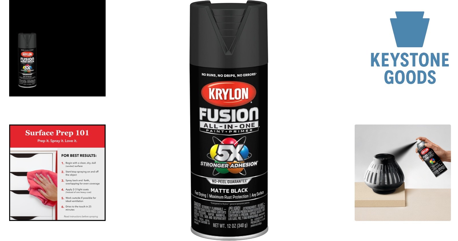 Fusion All-In-One Rust Resistant Black Spray Paint, 12 oz
