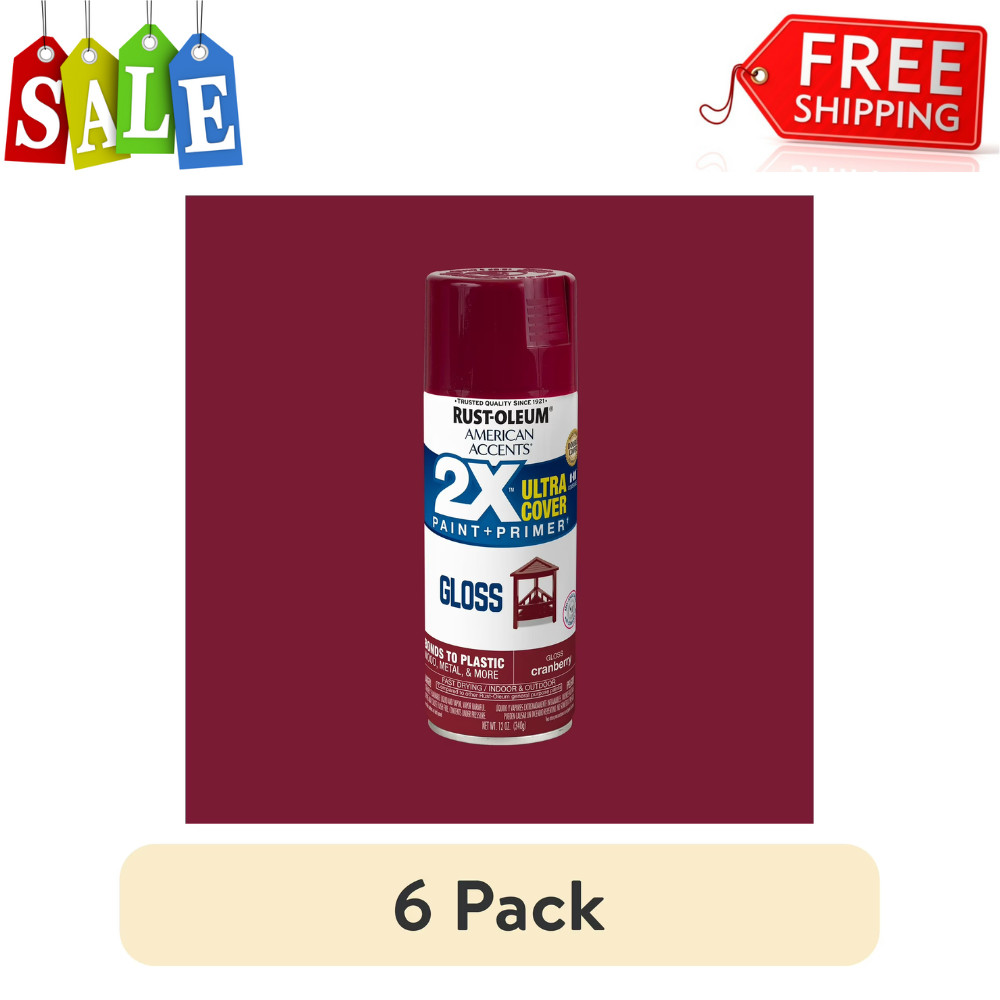 6PK Rust-Oleum American Accents 2X Ultra Cover Gloss Cranberry Spray Paint 12oz