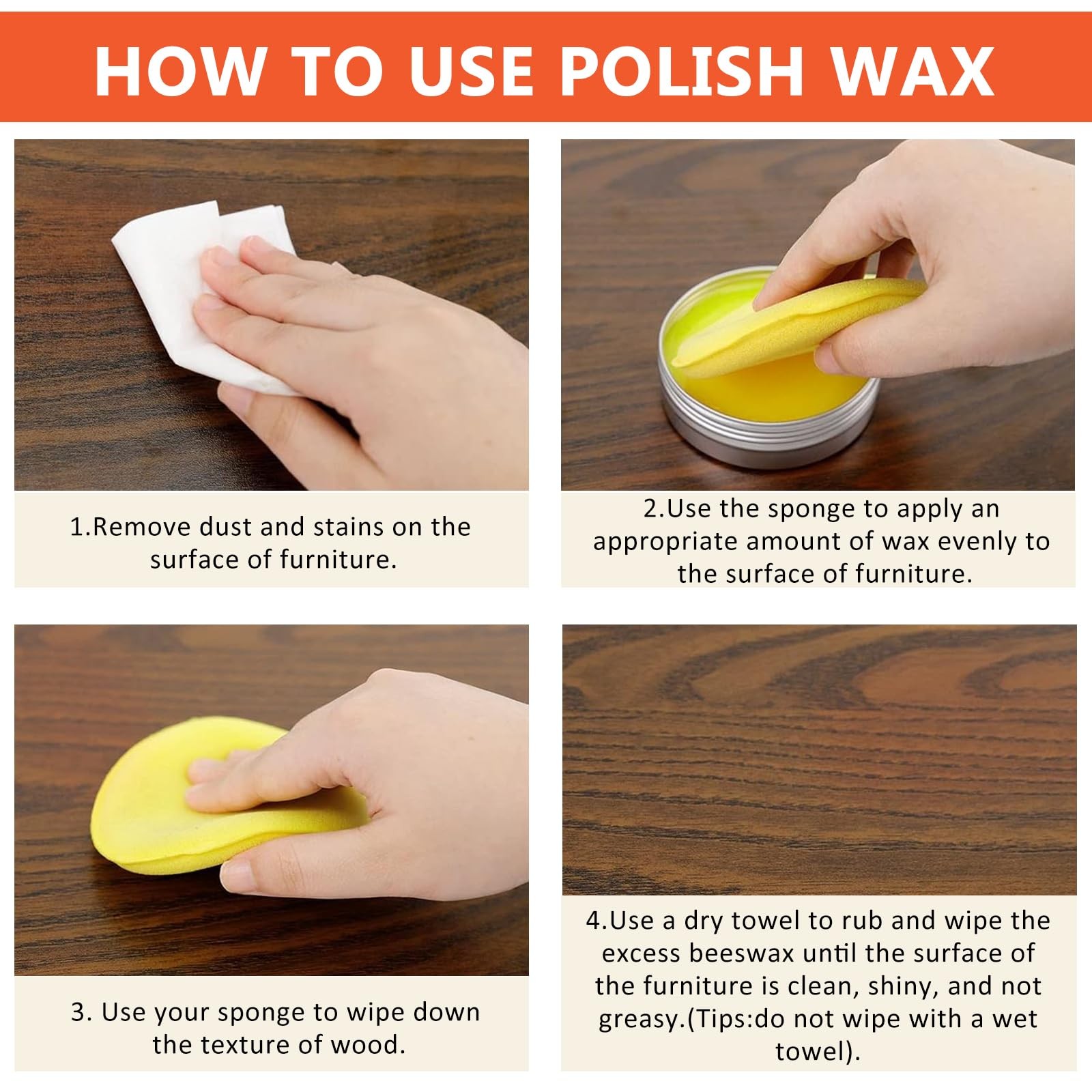 Grpoche Wood Wax for Furniture, Paste Floor Polish, 3.5 OZ