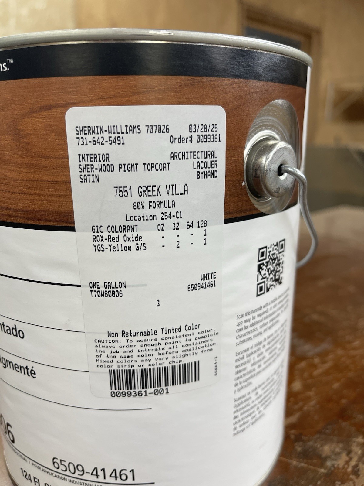 Sherwin Williams Sher-Wood Pigmented Lacquer Topcoat/ 7551 Greek Villa/ Gallon