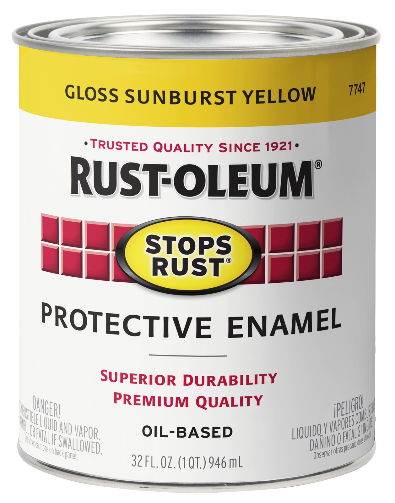 Rust-Oleum Stops Rust Brush On Paint Quart Gloss Sunburst Yellow