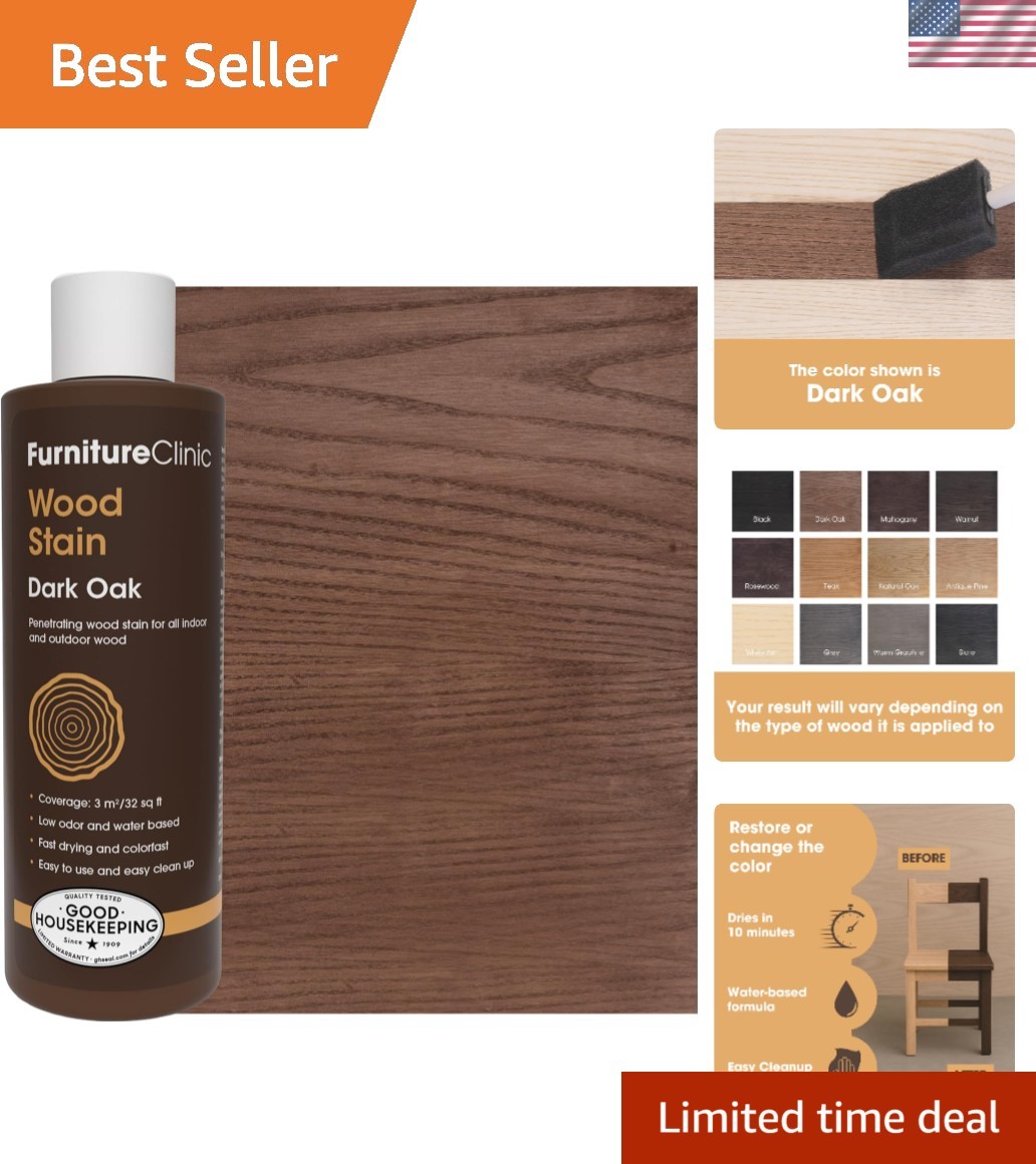 Quick-Drying Dark Oak Wood Stain 250ml | Non-Toxic Finish for All Wood Surfaces