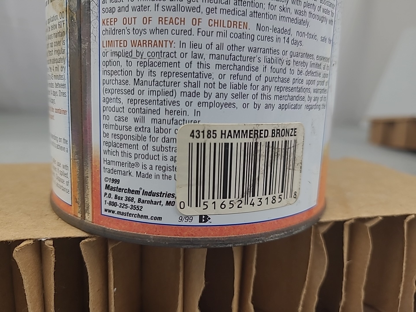 1x READ Hammerite Rust Cap Hammered Finish Bronze 1 Quart KILZ