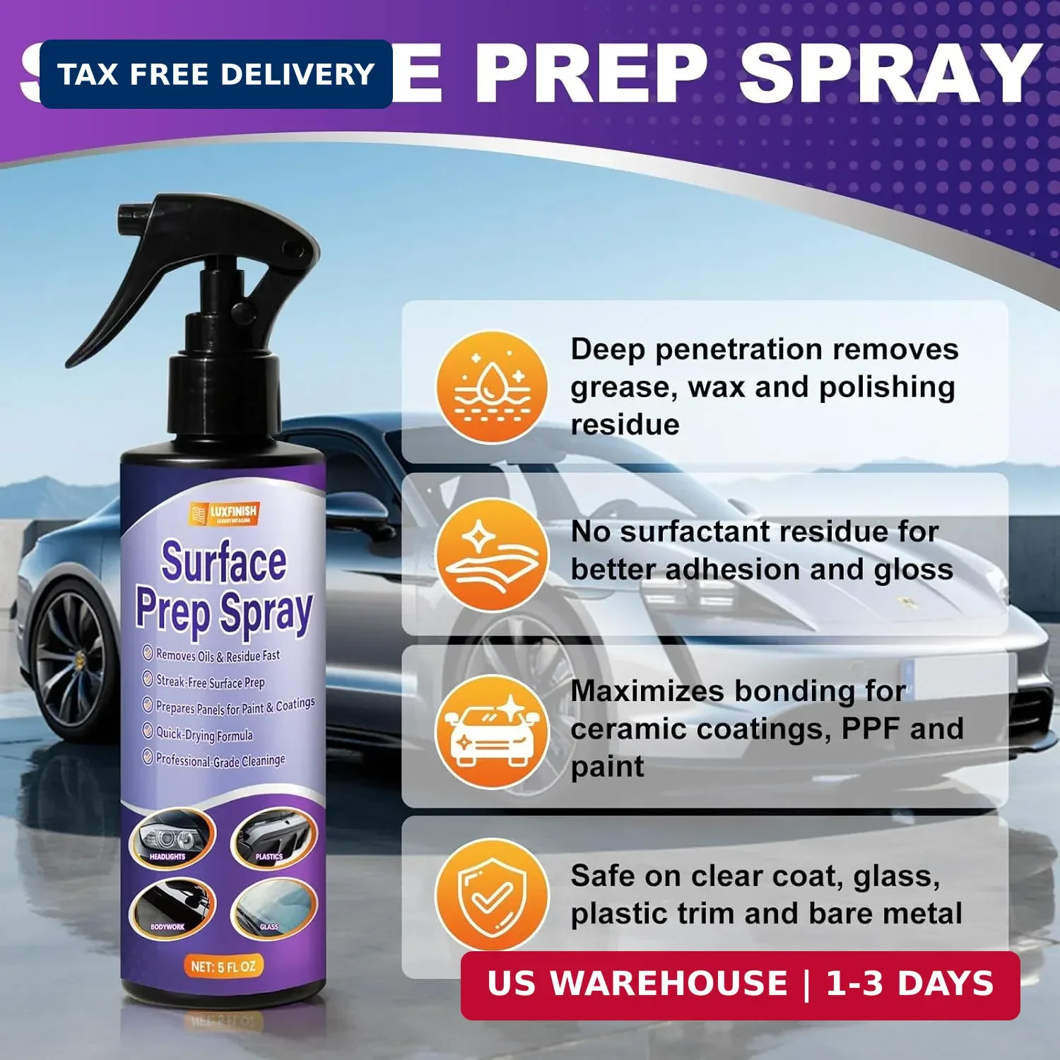 Surface Prep Spray Automotive – Surface Degreaser for Auto Paint Prep, Removes W