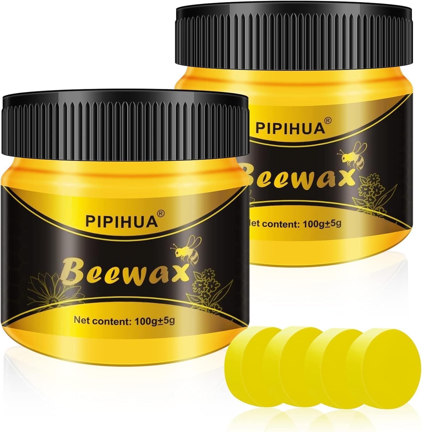Multipurpose Natural Beeswax Polish for Wood – Waterproof Restore Kit w/ Sponges