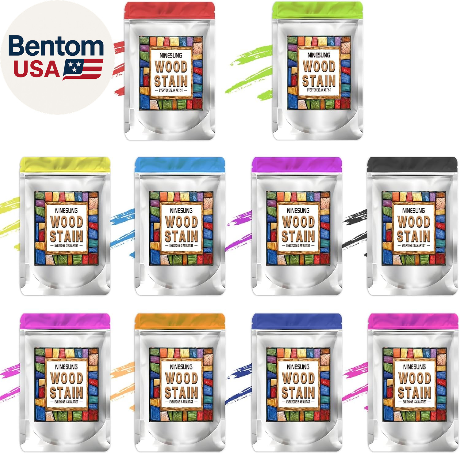 Wood Stain Powder, 10 Colors/Set, Wood Dye Powder, Colored Wooden Stain, Furnitu