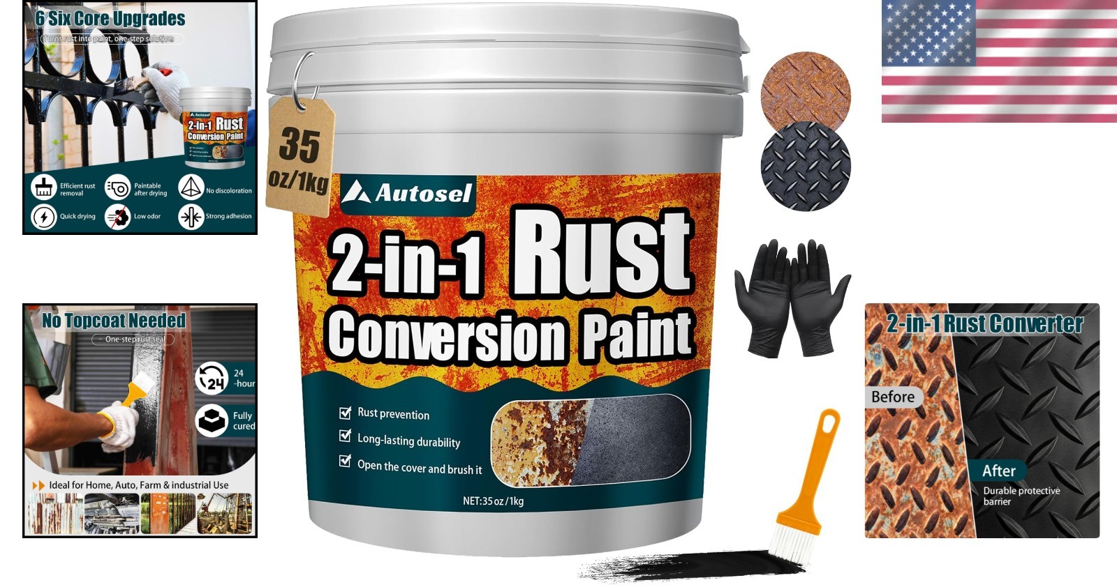 Fast-Drying 2-in-1 Rust Inhibitor & Metal Primer – 35 oz for Automotive & Marine