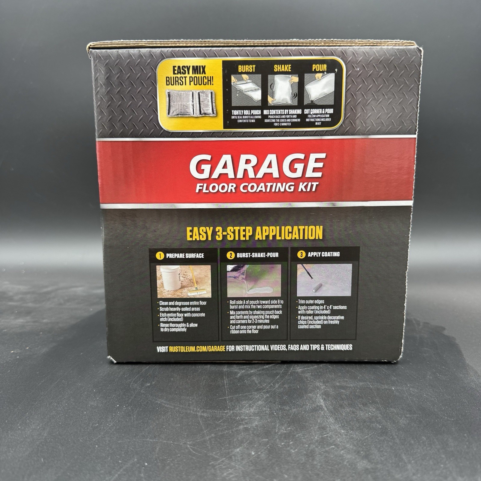 NEW Rust-Oleum RockSolid 1 Car Garage Floor Kit -90oz.-Gray Gloss Polycuramine