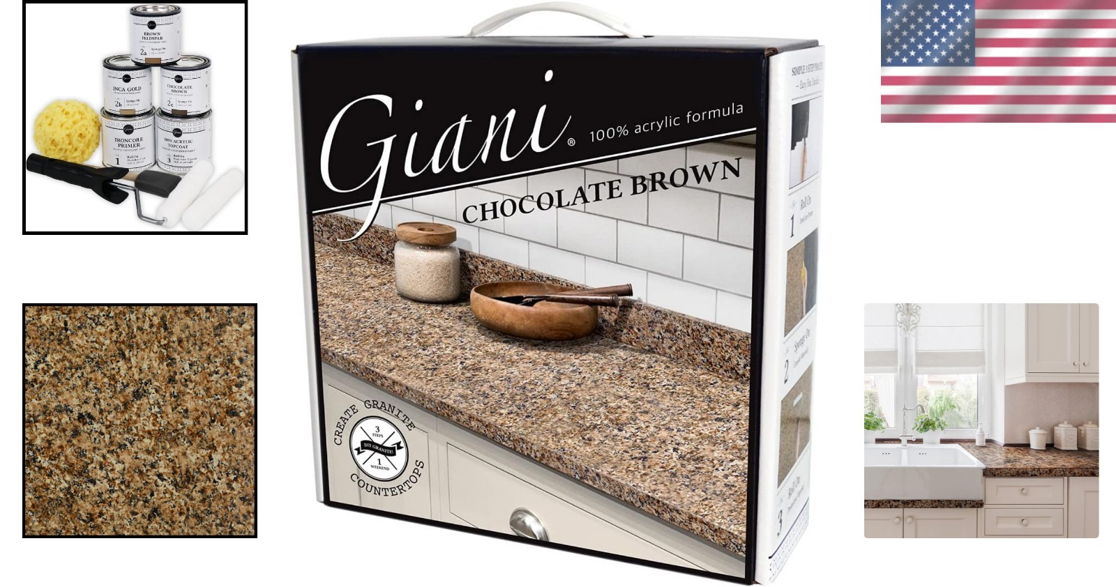 Easy Application Granite Countertop Paint – Chocolate Brown, 46 Oz – Low VOC