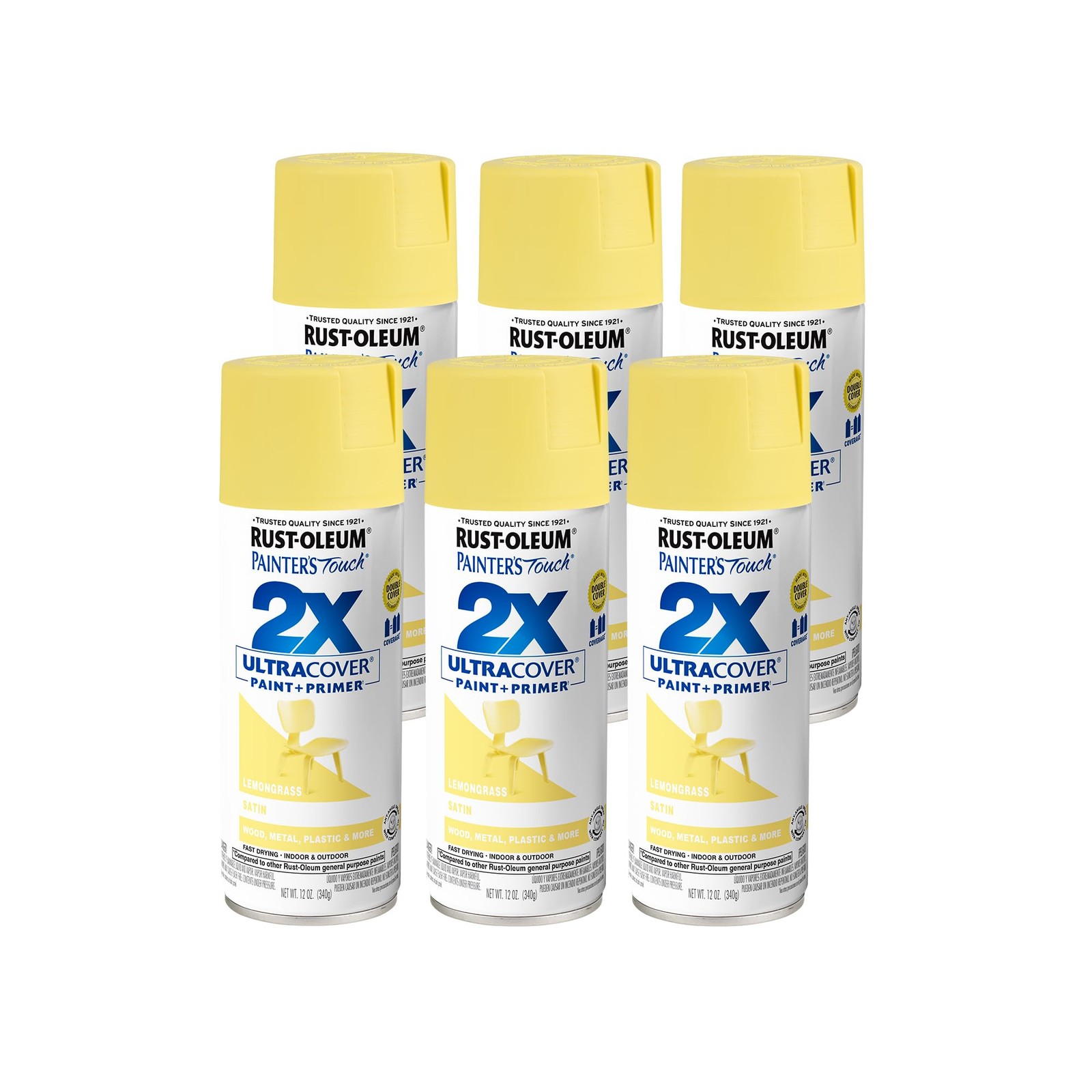 Satin Lemon Grass Spray Paint 12 Ounce Pack of 6 Interior Exterior Use