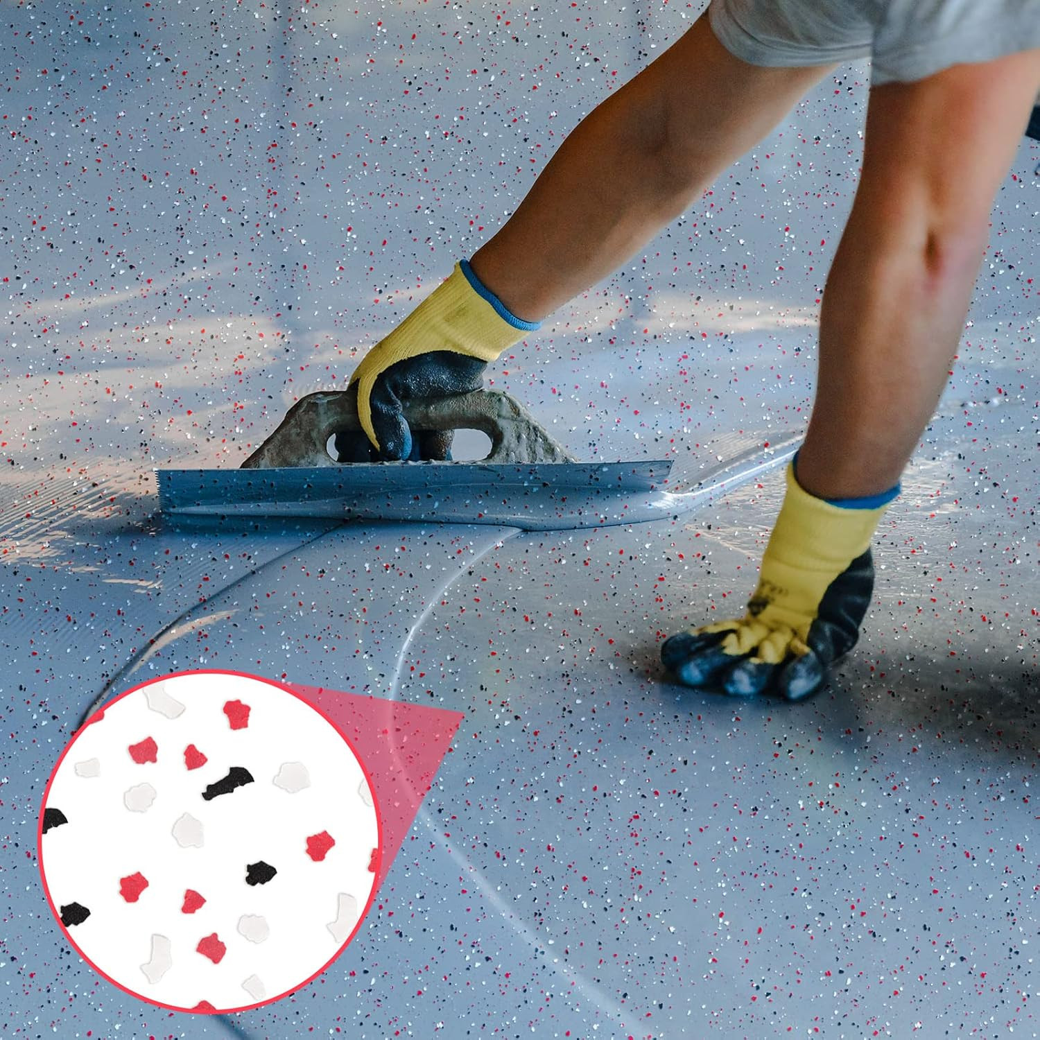 2.4 KG/5.3 LB Epoxy Floor Decorative Flakes – Red Black White Blend 5‑8 Mm Paint
