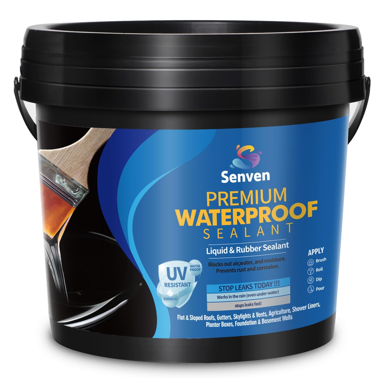 Waterproof Sealant Black Coating 35oz Leak Repair 35 Oz,