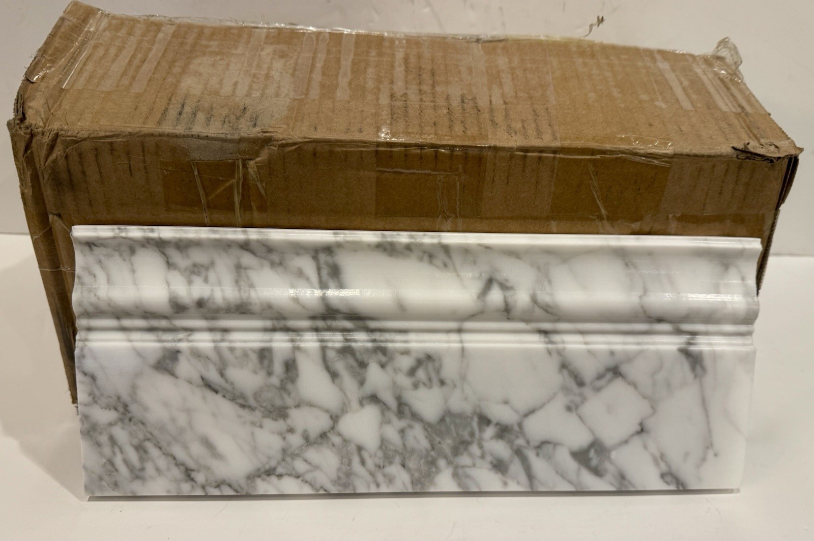 4 Pack Carrara White Marble Baseboard Trim Molding 5 x12” Polished Wall Base…