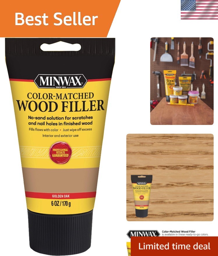 Color-Matched Wood Filler, Golden Oak, 6 oz