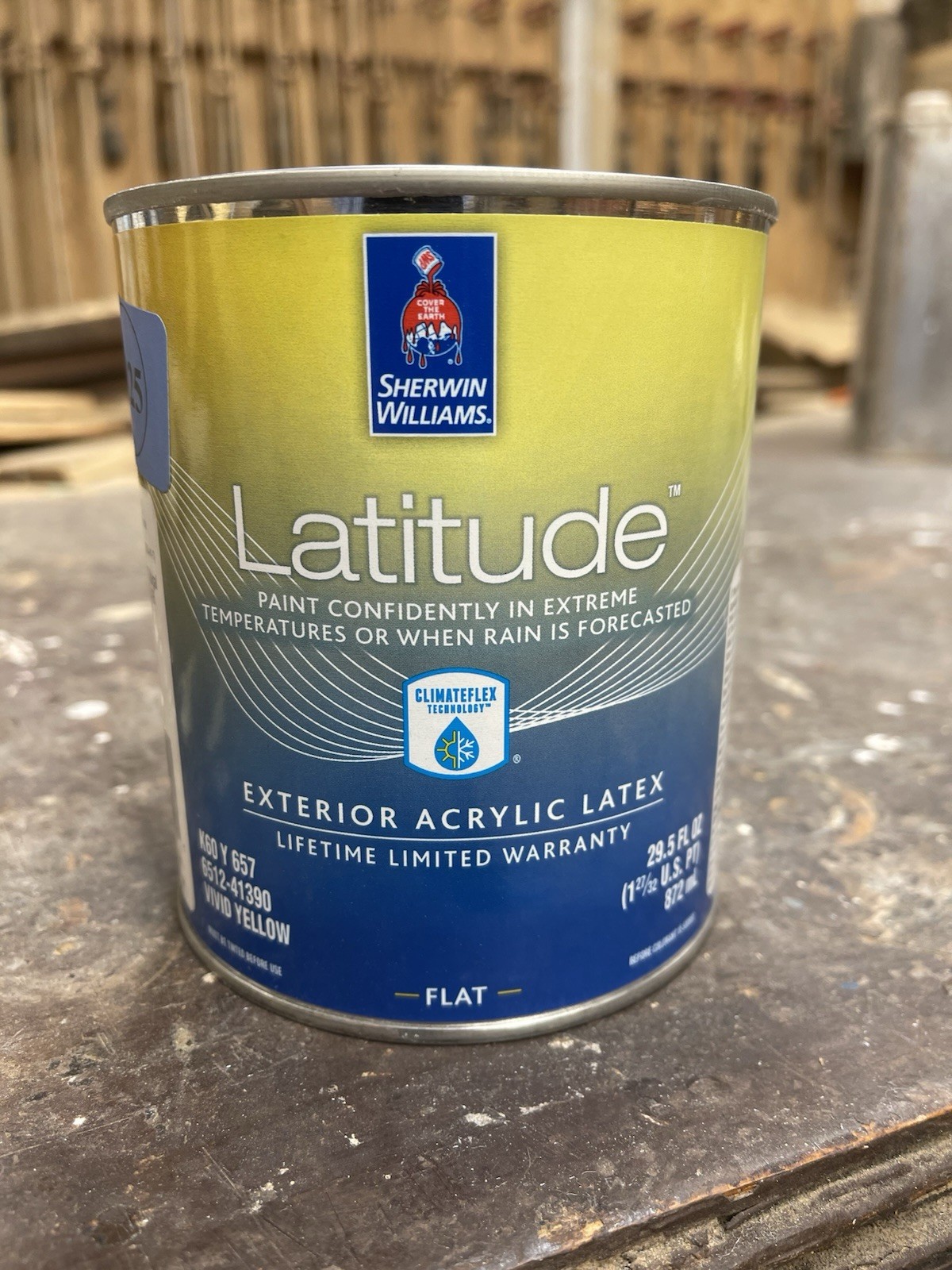 1 Quart Sherwin Williams Latitude / Vivid Yellow Exterior Flat Acrylic Paint