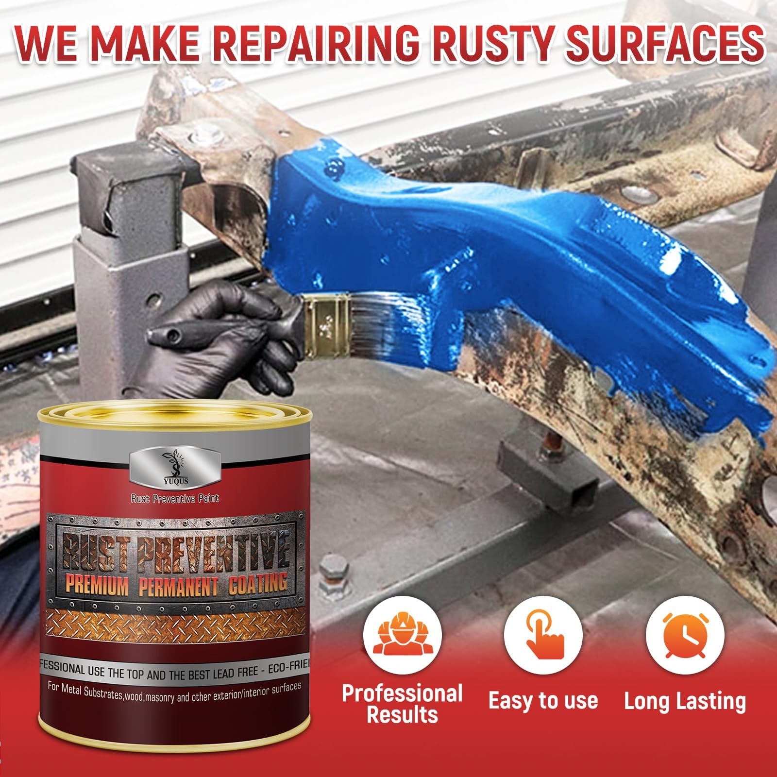 Water-Based Metal Anti-Rust Paint, High Gloss Blue 16 fl oz, Metal Primer and…