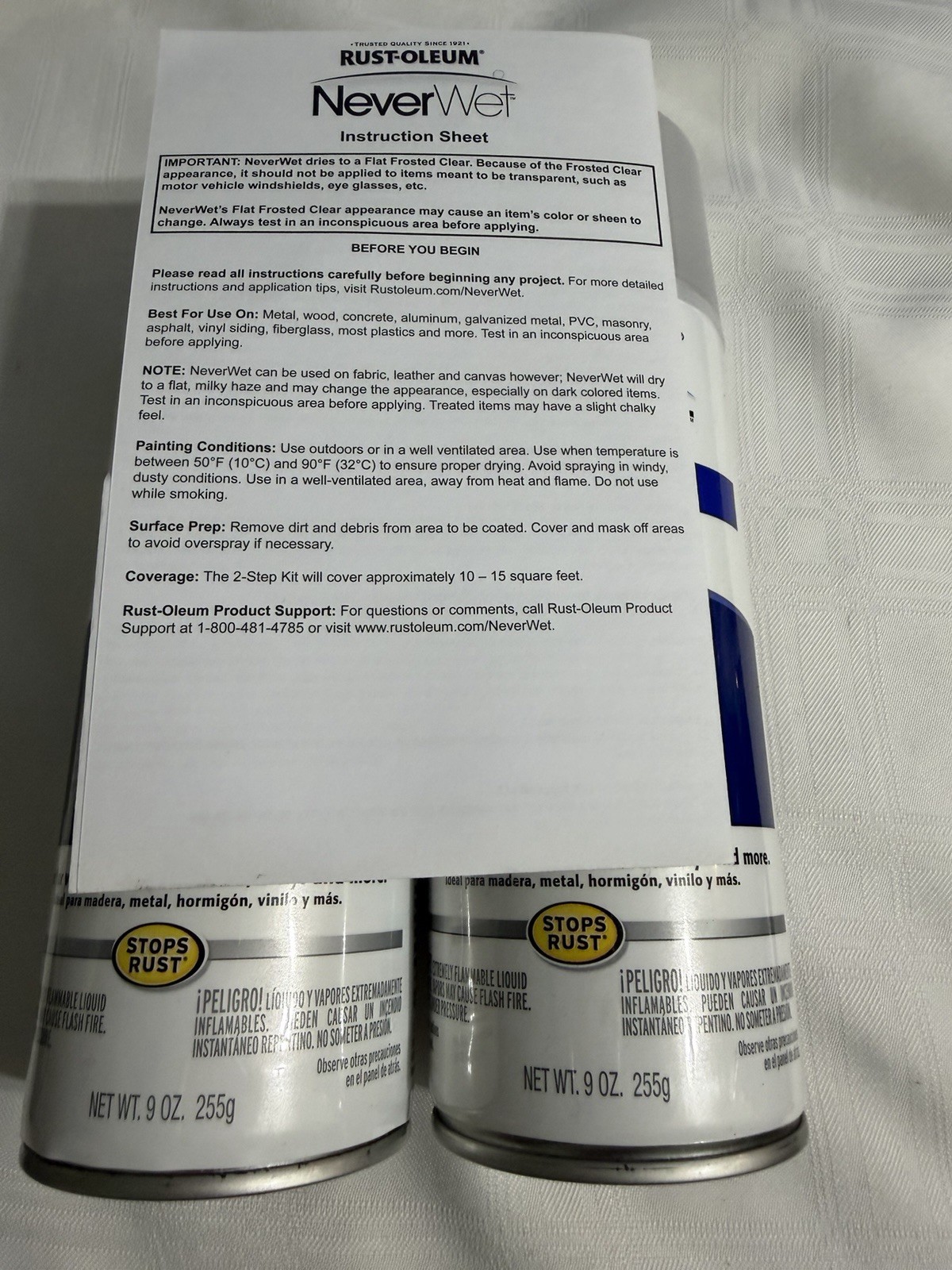 Rust-Oleum NeverWet Multi-Surface Liquid Repelling Treatment~Total WT 18 Oz.~NIB