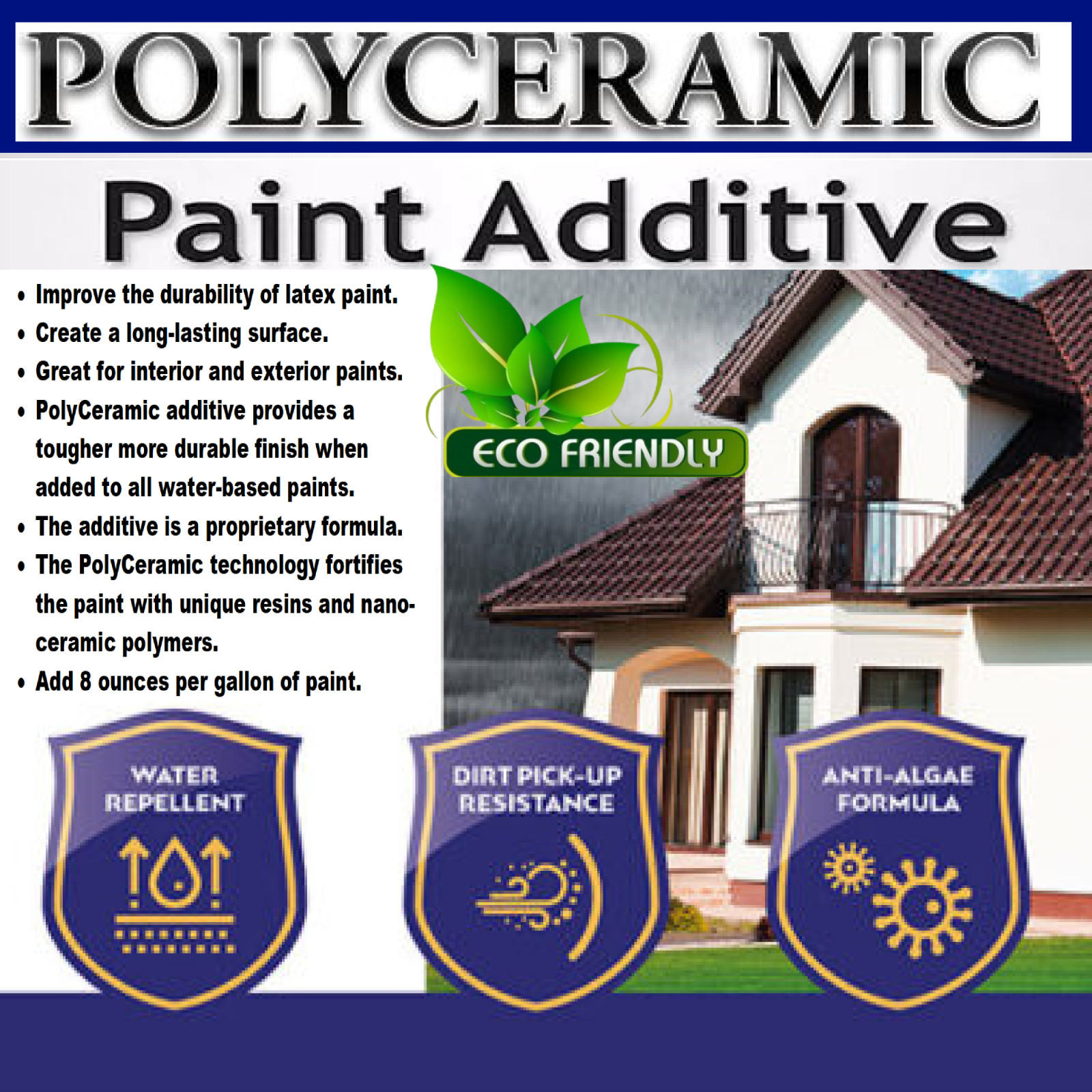LATEX PAINT ADDITIVE LONG TERM POLYCERAMIC PROTECTION RESIDENTIAL OR COMMERCIAL