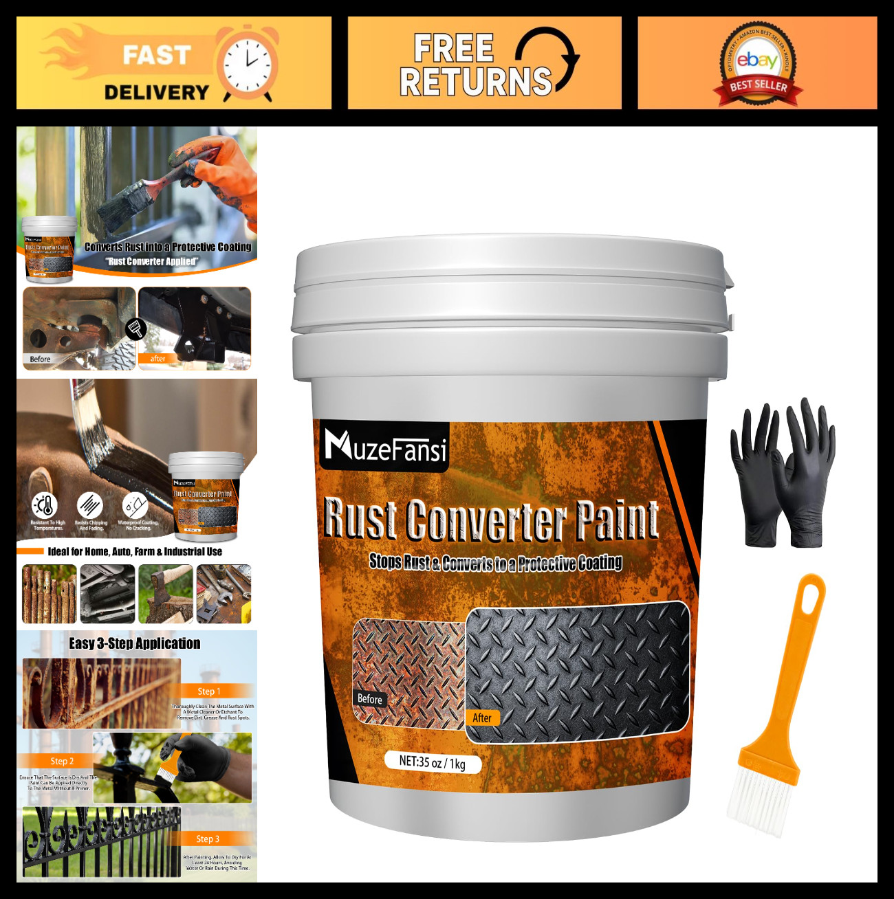 2-in-1 Rust Converter & Metal Primer – Stops Rust, Anti-Corrosion Coating, UV Re