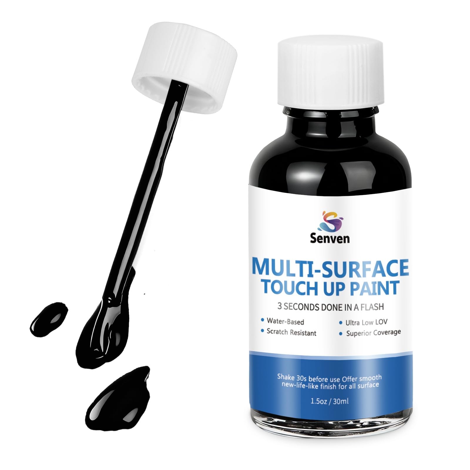 High-Gloss Black Touch Up Paint Pen for Metal, Wood, Cabinets, and More 1.5 Fl