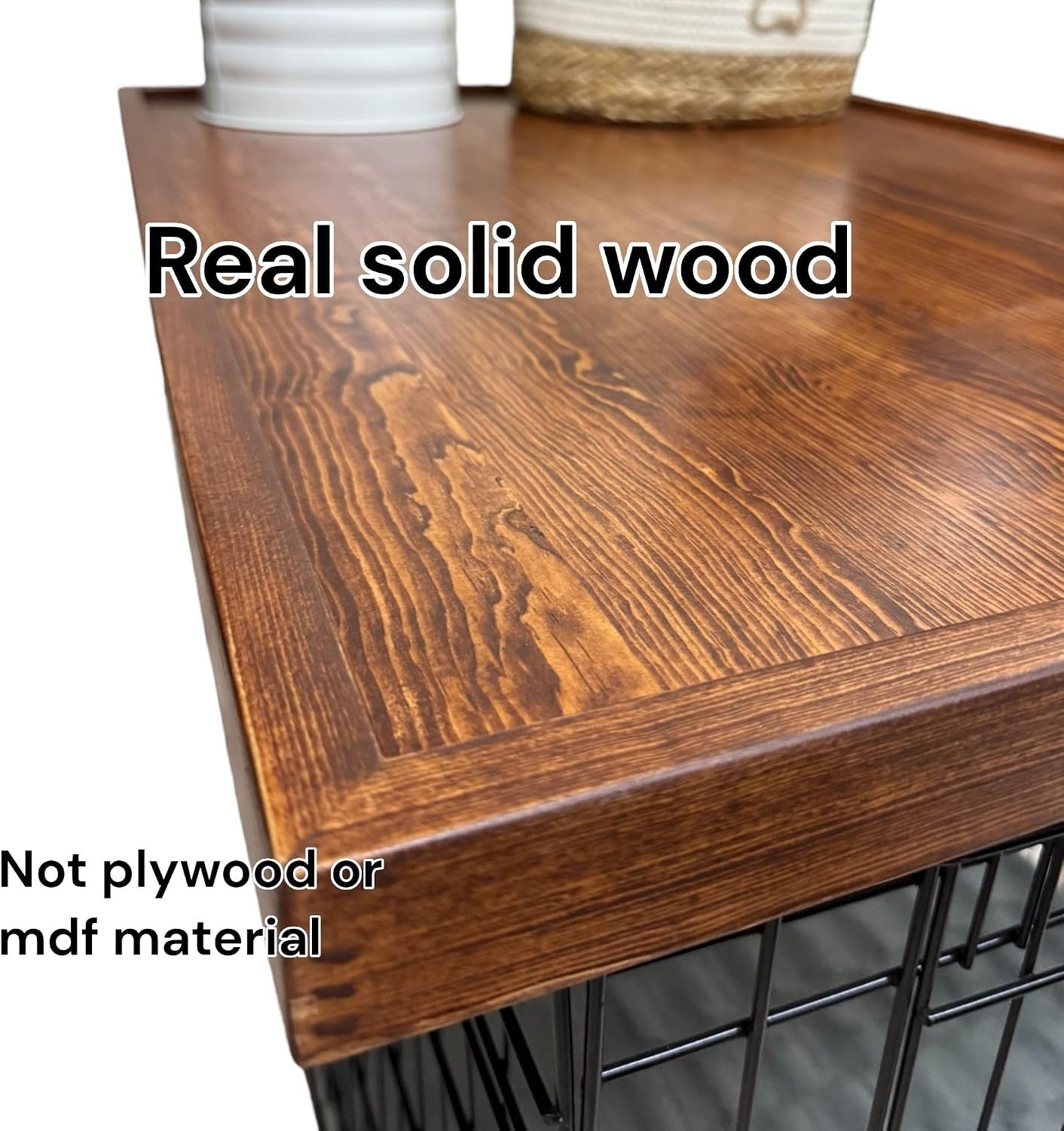 Handmade Hard Wood Kennel Topper W/ Safety Lip English Chestnut Stain 23 X 36)
