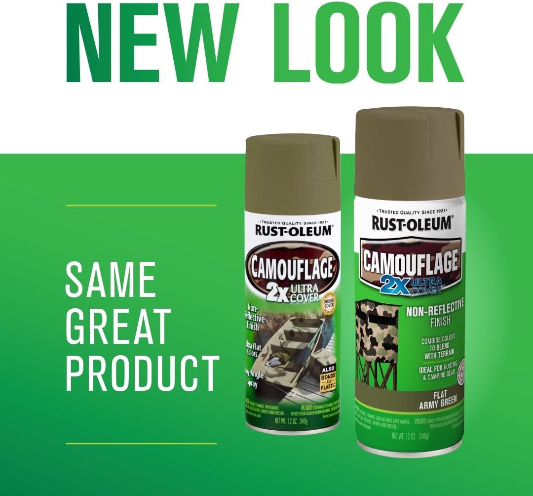 Rust-Oleum 279176 Camouflage 2X Ultra Cover Spray Paint, 12 oz, Army Green