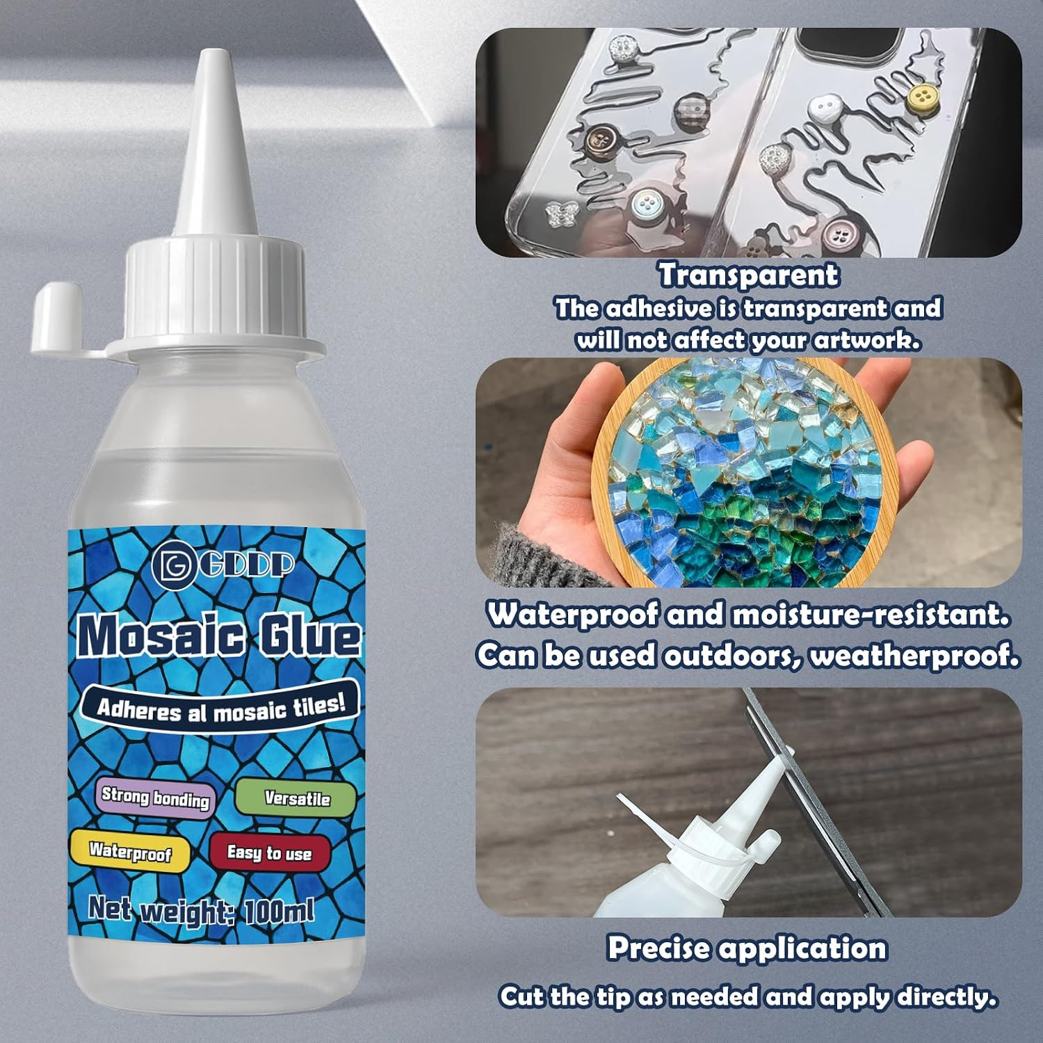 200Ml Clear Mosaic Tile Glue, Waterproof & Moisture Proof Fast Drying | Strong B