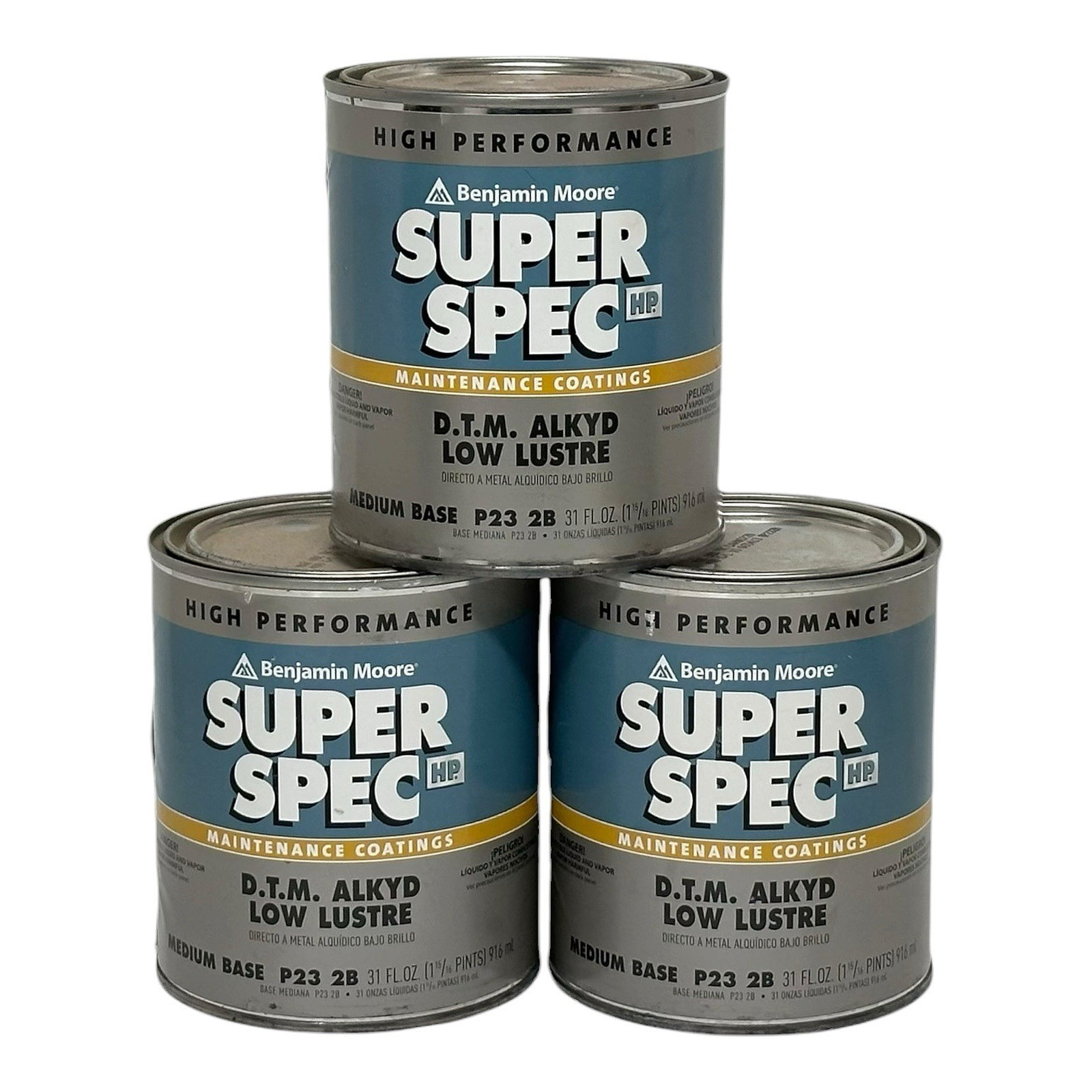 BENJAMIN MOORE SUPER SPEC HP D.T.M. ALKYD LOW LUSTRE P23 MEDIUM BASE – LOT OF 3