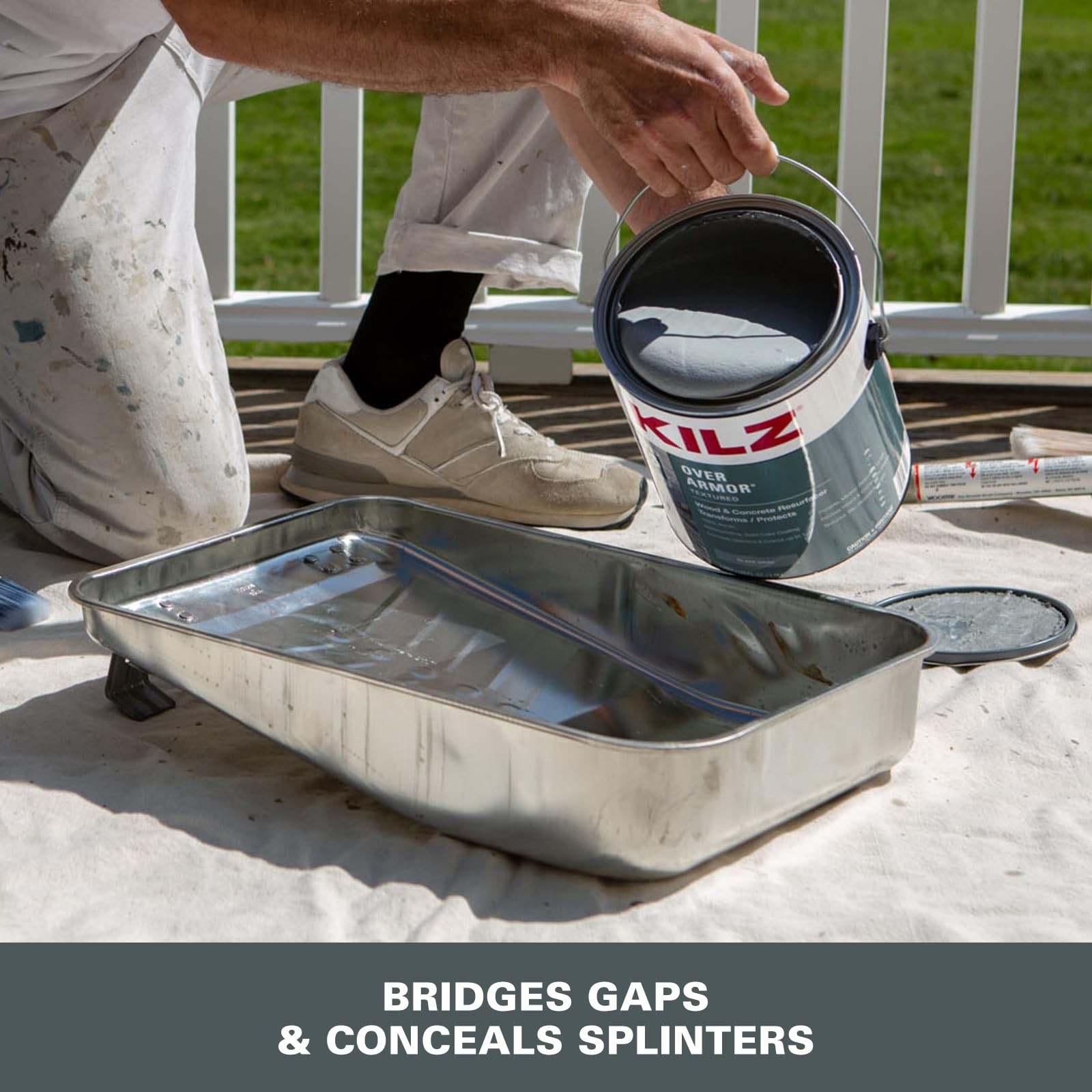 KILZ Over Armor Solid Color Exterior Resurfacer, Textured, Slate Gray, 1 Gallon