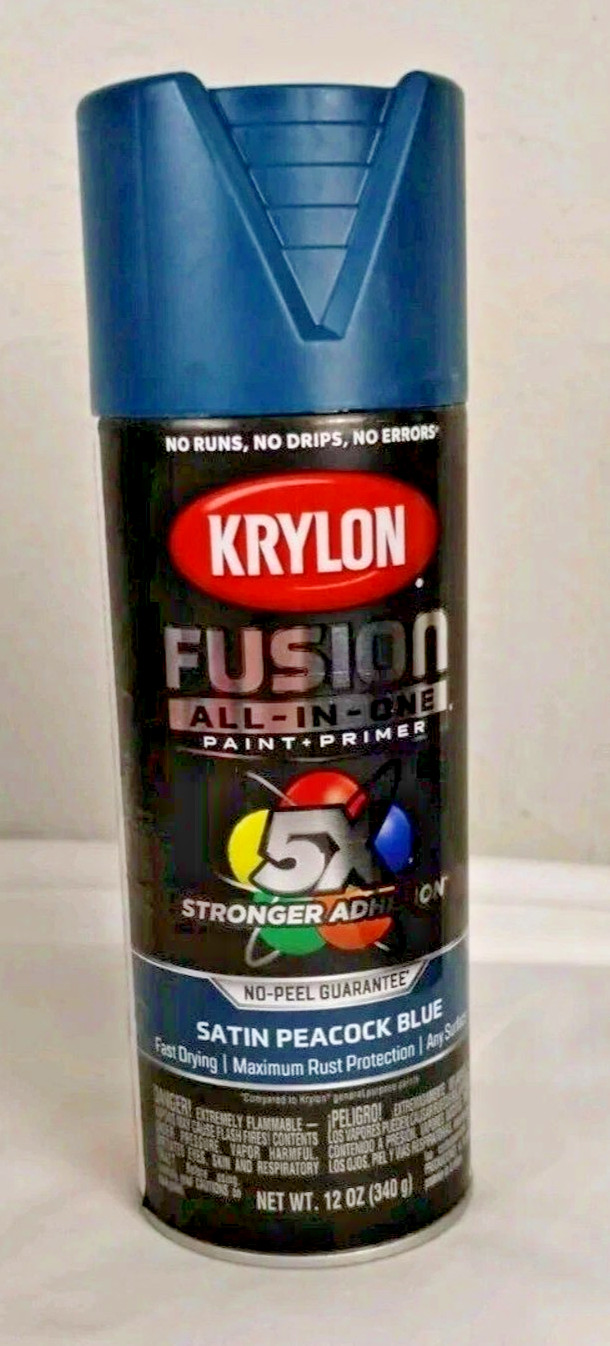 Krylon Fusion All-In-One Spray Paint & Primer Satin Peacock Blue – 12oz