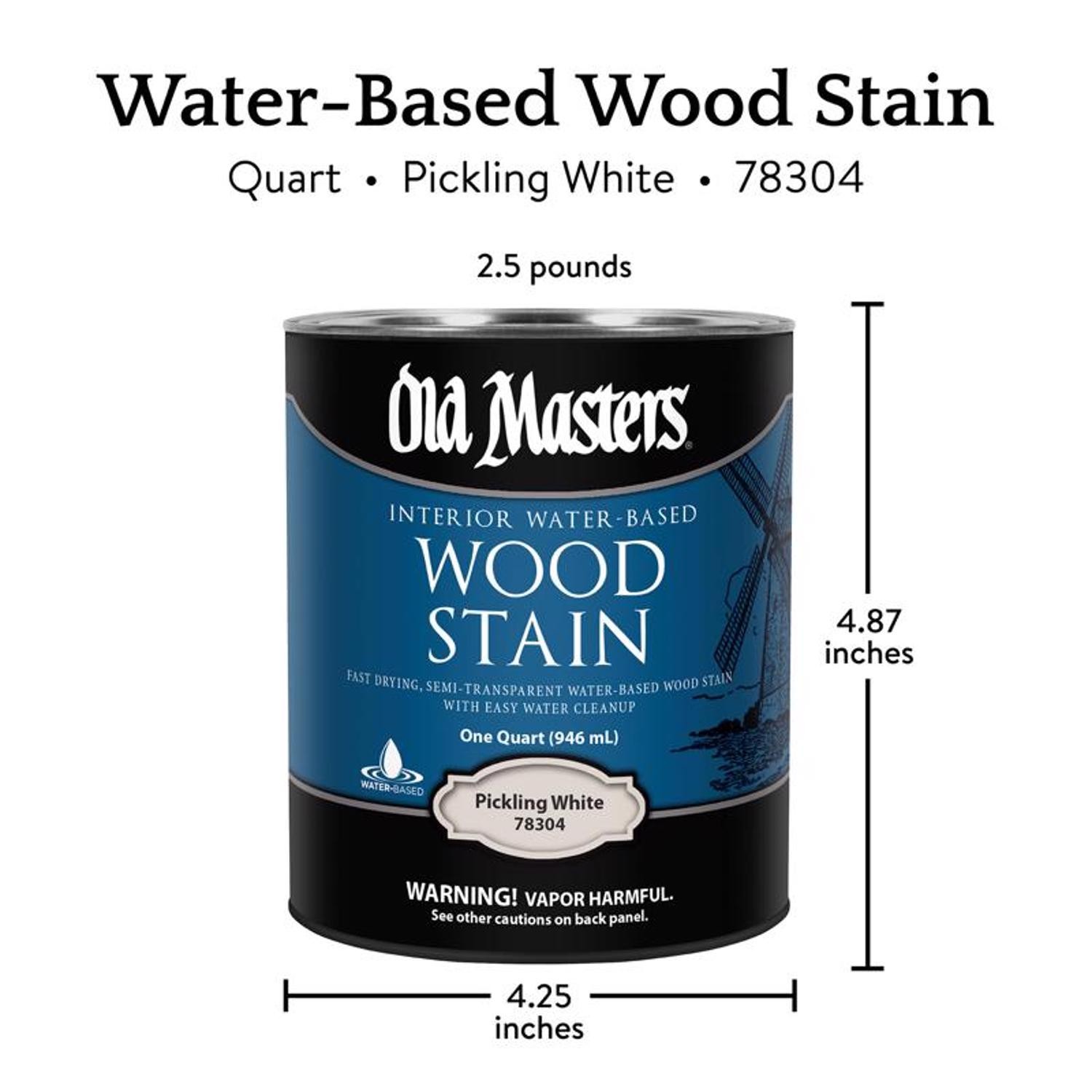 Old Masters 78304 Water-Based Pickling White Wood Stain 1 qt. (Pack of 4)