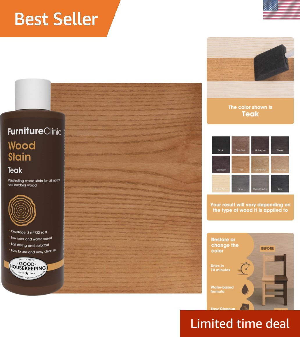 Non-Toxic Teak Wood Stain – 8.5oz Water-Based Solution for Indoor/Outdoor Use