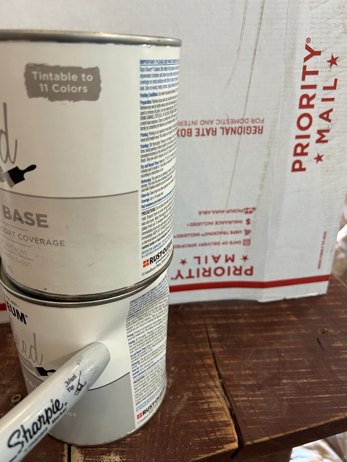 NOS 2-pack lot RustOleum Chalked Ultra Matte Paint Quart Aged Gray Light Tint