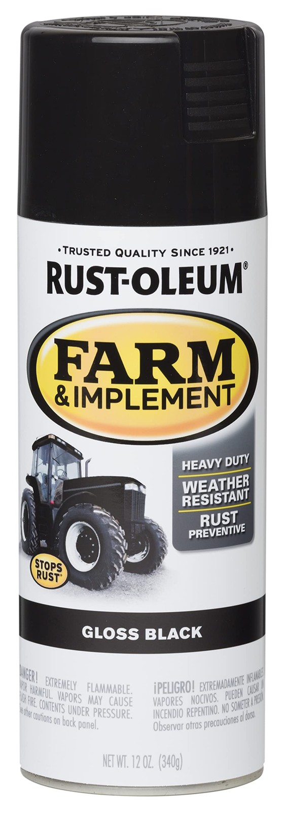 Rust Oleum Farm Implement Spray Paint 12 Ounce Gloss Black Heavy Duty Durable