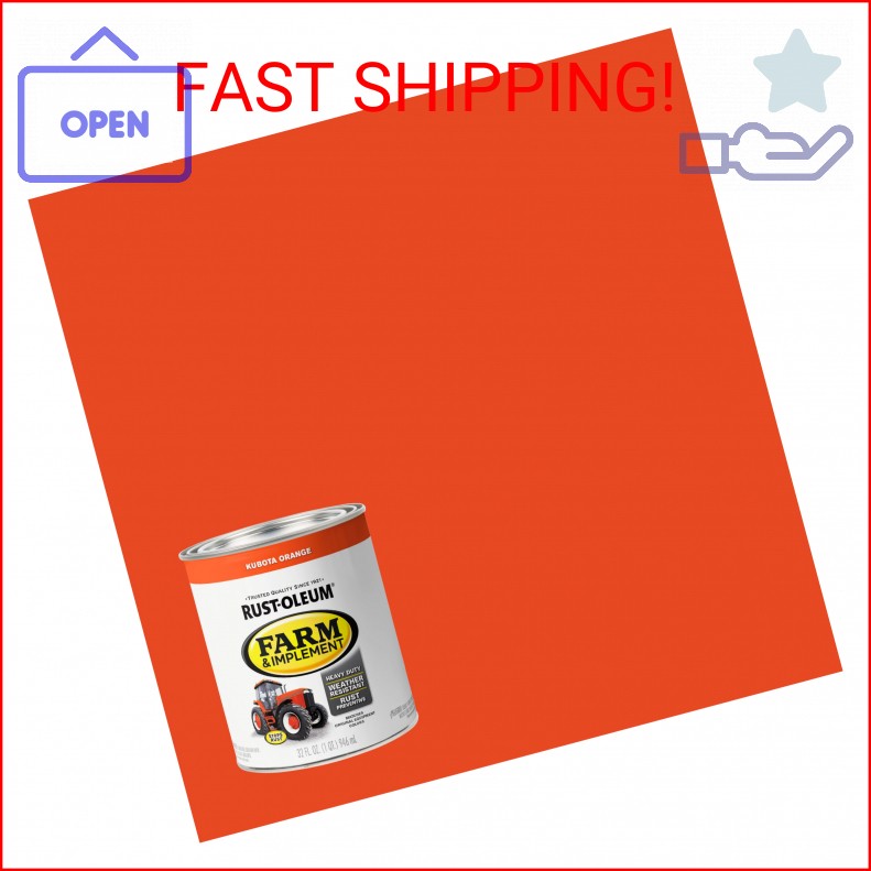 Rust-Oleum 280159 Farm & Implement Enamel Paint, Quart, Kubota Orange, (Pack of