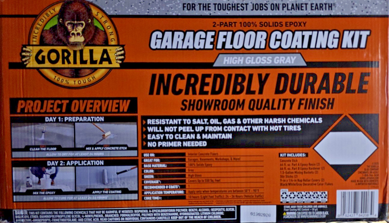 Gorilla Epoxy Garage Floor Coating (12 pc) Kit, 2.5-Car, Concrete Flooring, 1…