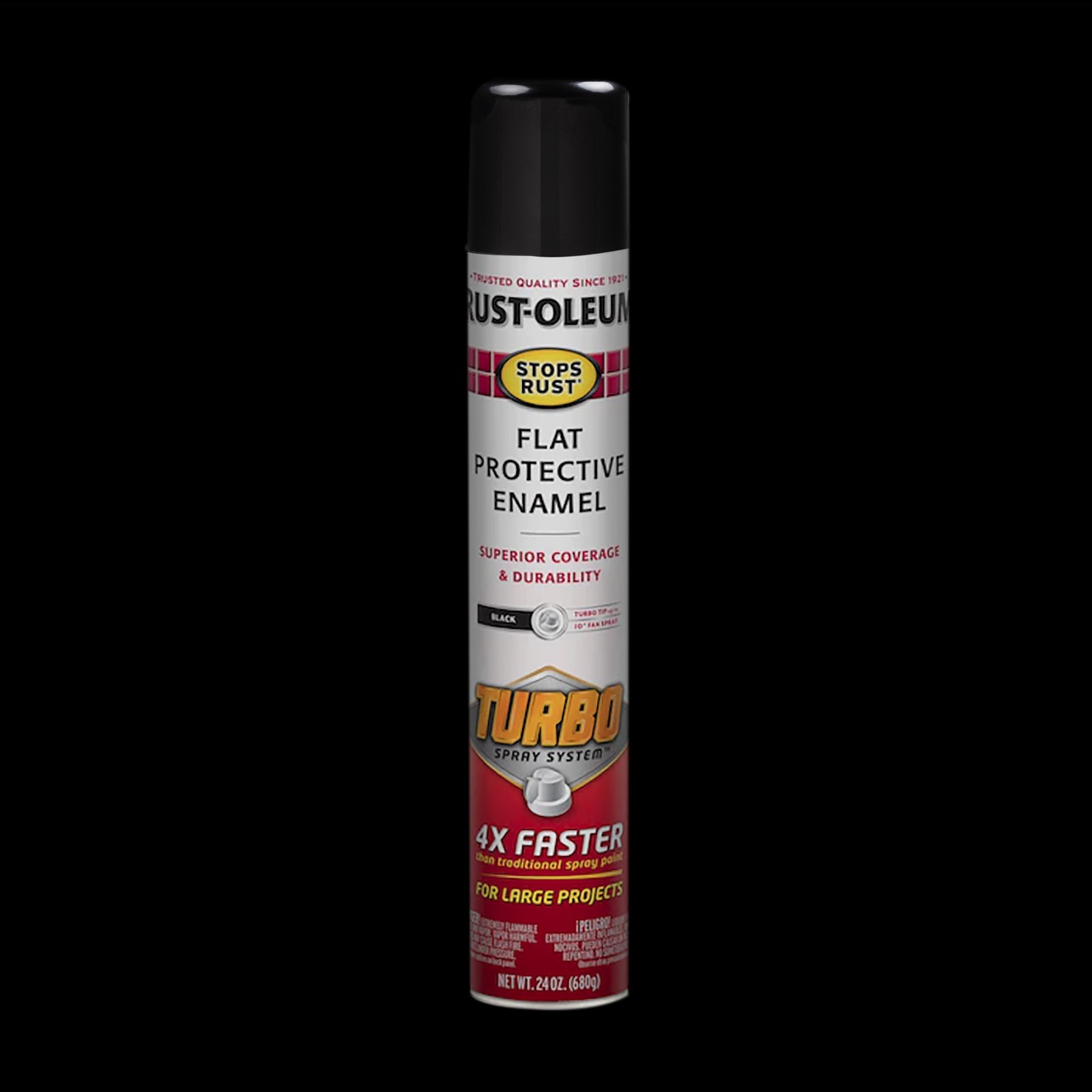(2 Pack) Rust-Oleum Stops Rust Turbo Spray Paint, Flat Black, 24 oz, Fast Cover