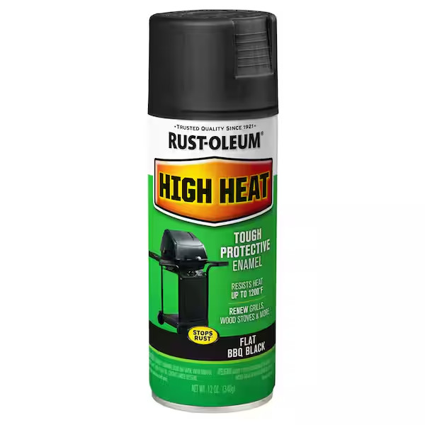 RUST OLEUM Spray HIGH HEAT Paint BBQ Black Stops Rust Stoves Grills Engines 12oz