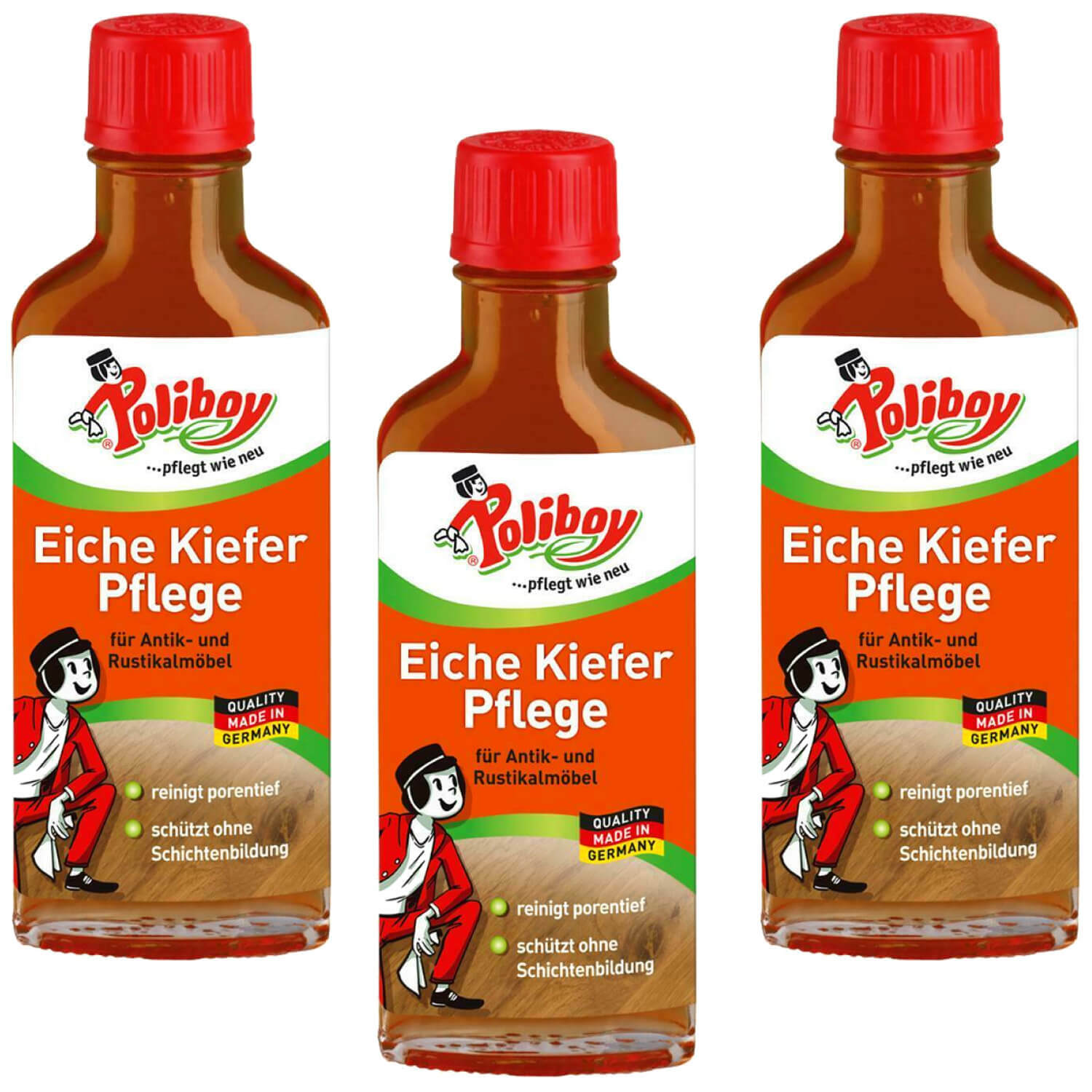 3x Poliboy 100ml Wood Polish Oil for Antique & Rustic Furniture Protects Cleans