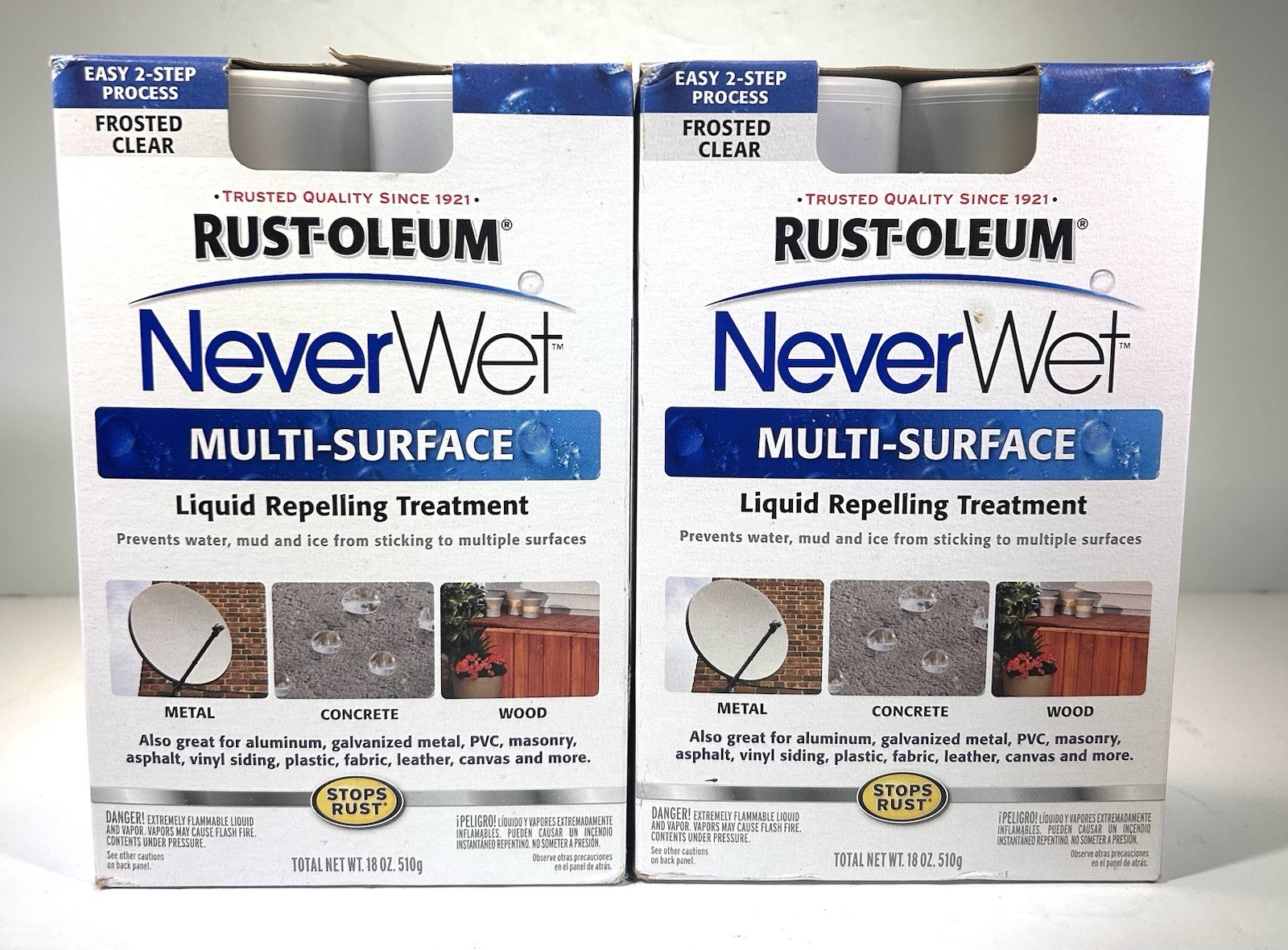 Rust-Oleum Never Wet Multi-Surface Liquid Repelling Treatment Clear 18oz Lot (2)