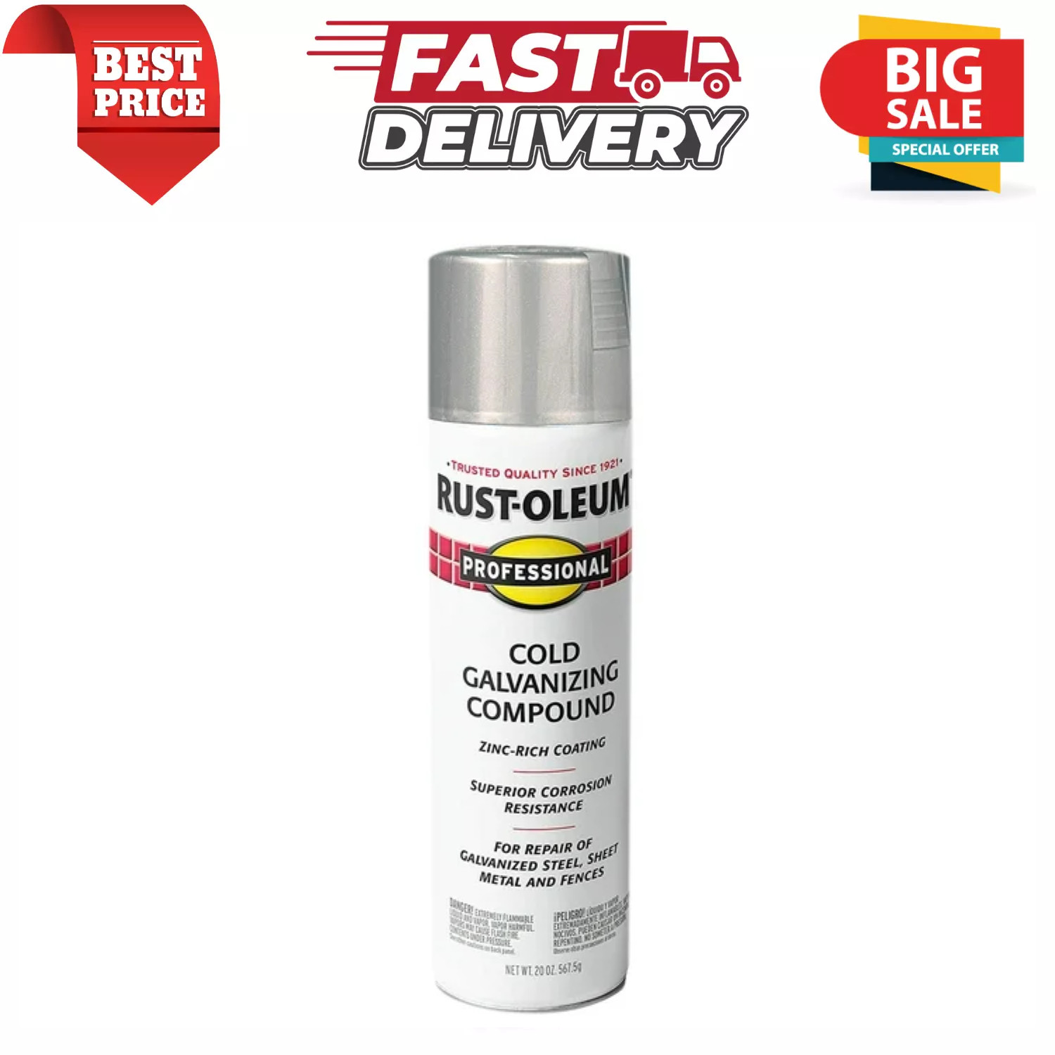 Cold Gray, Rust-Oleum Professional Galvanizing Compound Spray Paint, 20 oz