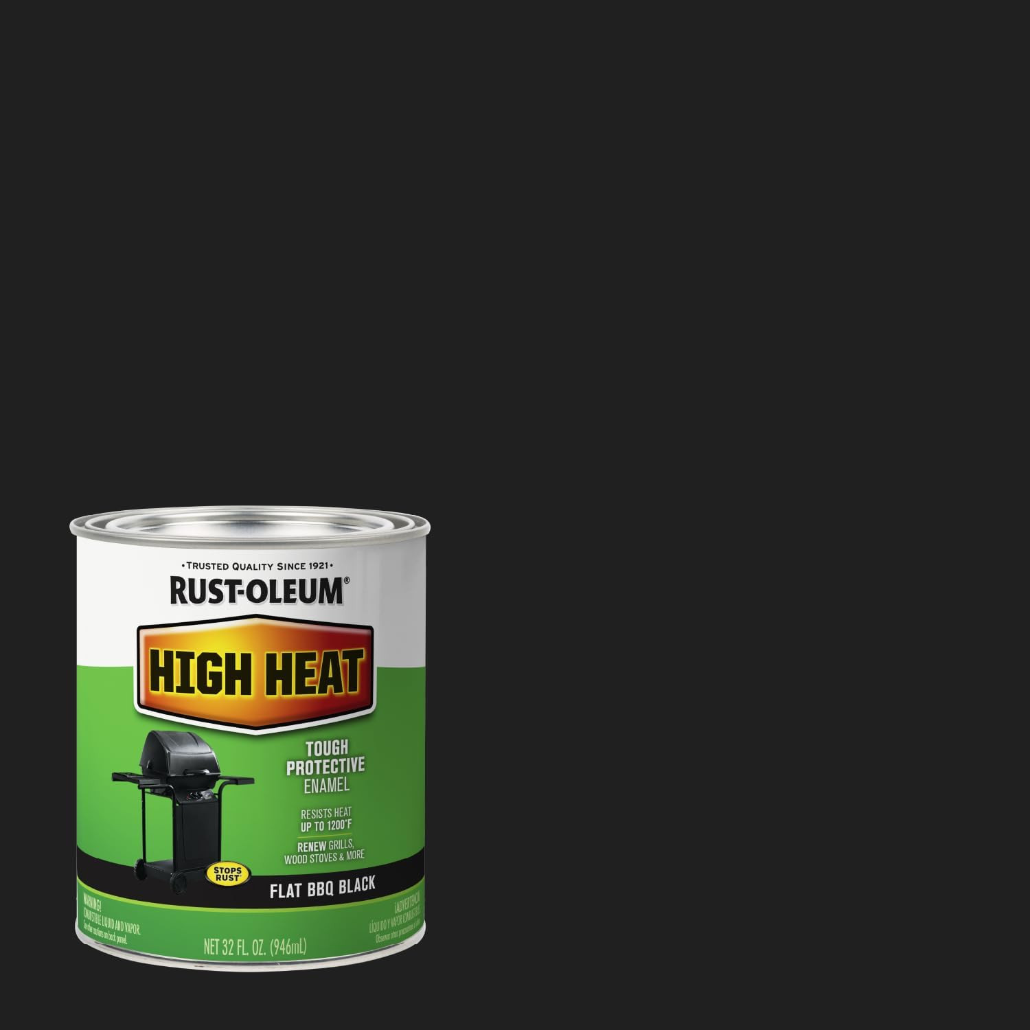 7778502 High Brush on Paint Heat Protective Enamel, 32 Fl Oz, Bar-B-Que Black, 2