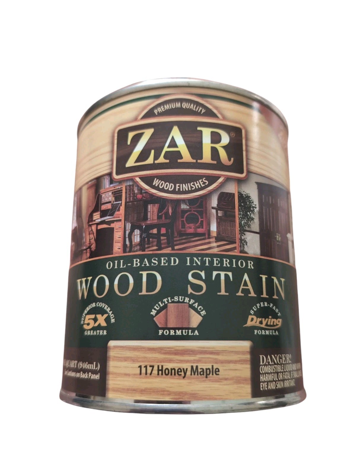Zar HONEY MAPLE 117 Interior Wood Stain 1 Quart 32oz qt Oil Based Furniture