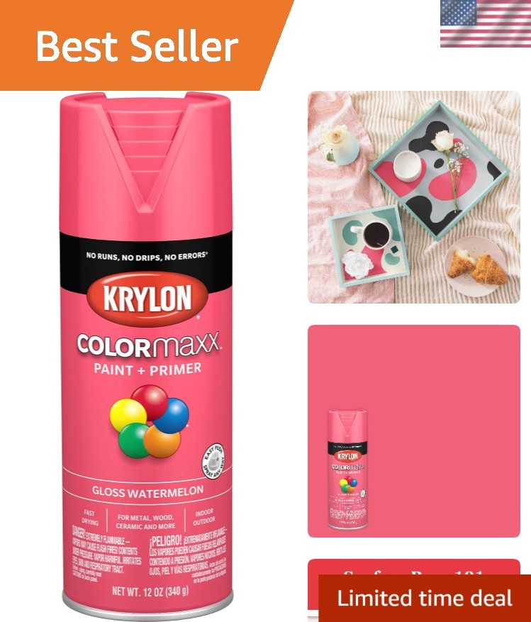 12 Oz Watermelon Gloss Spray Paint by ColorMaxx – Ideal for Indoor & Outdoor Use