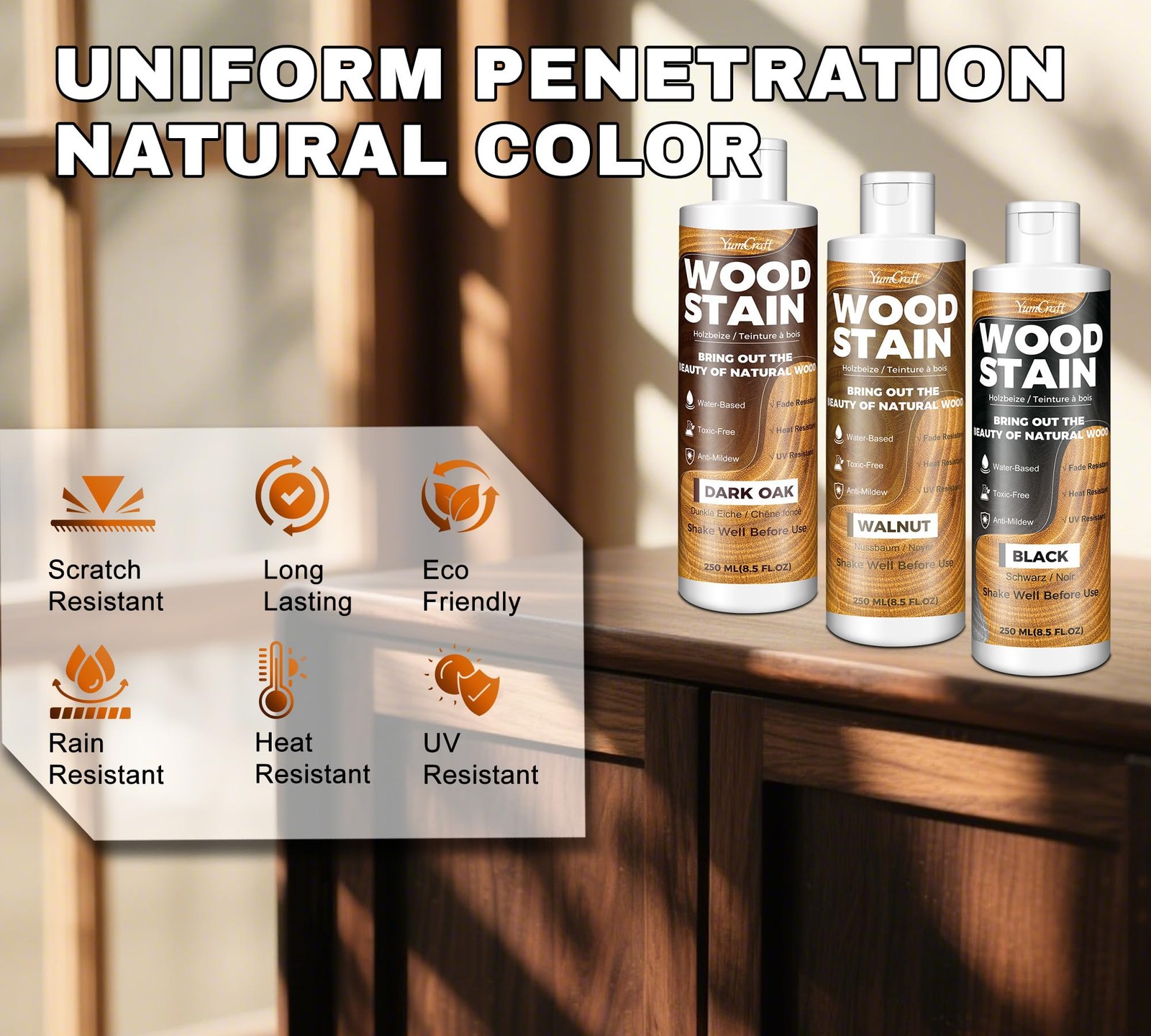 Water Based Wood Stain Golden Oak 8.5 Fl Oz (Pack of 1),