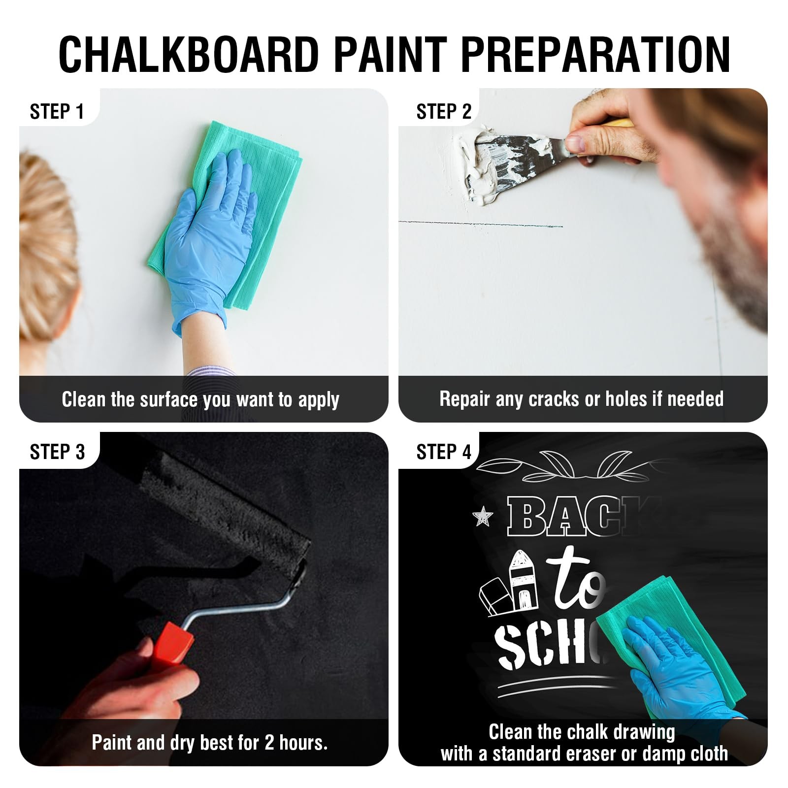 Chalkboard Paint, 16 Oz Black Chalkboard Paint Use on Walls, Doors, Paper, Wo…