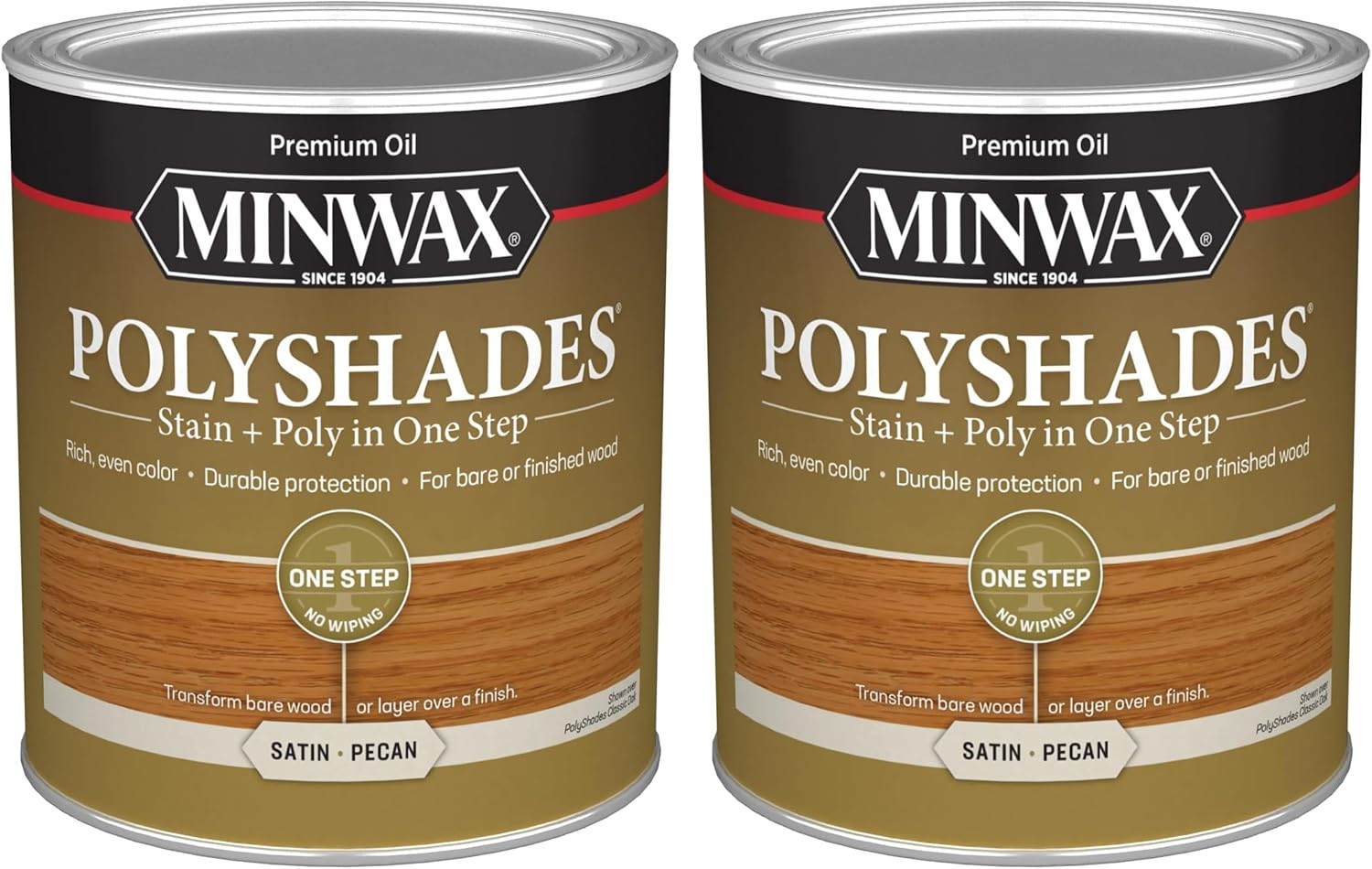 Polyshades Wood Stain + Polyurethane Finish – Quart, Pecan, Satin, Brown