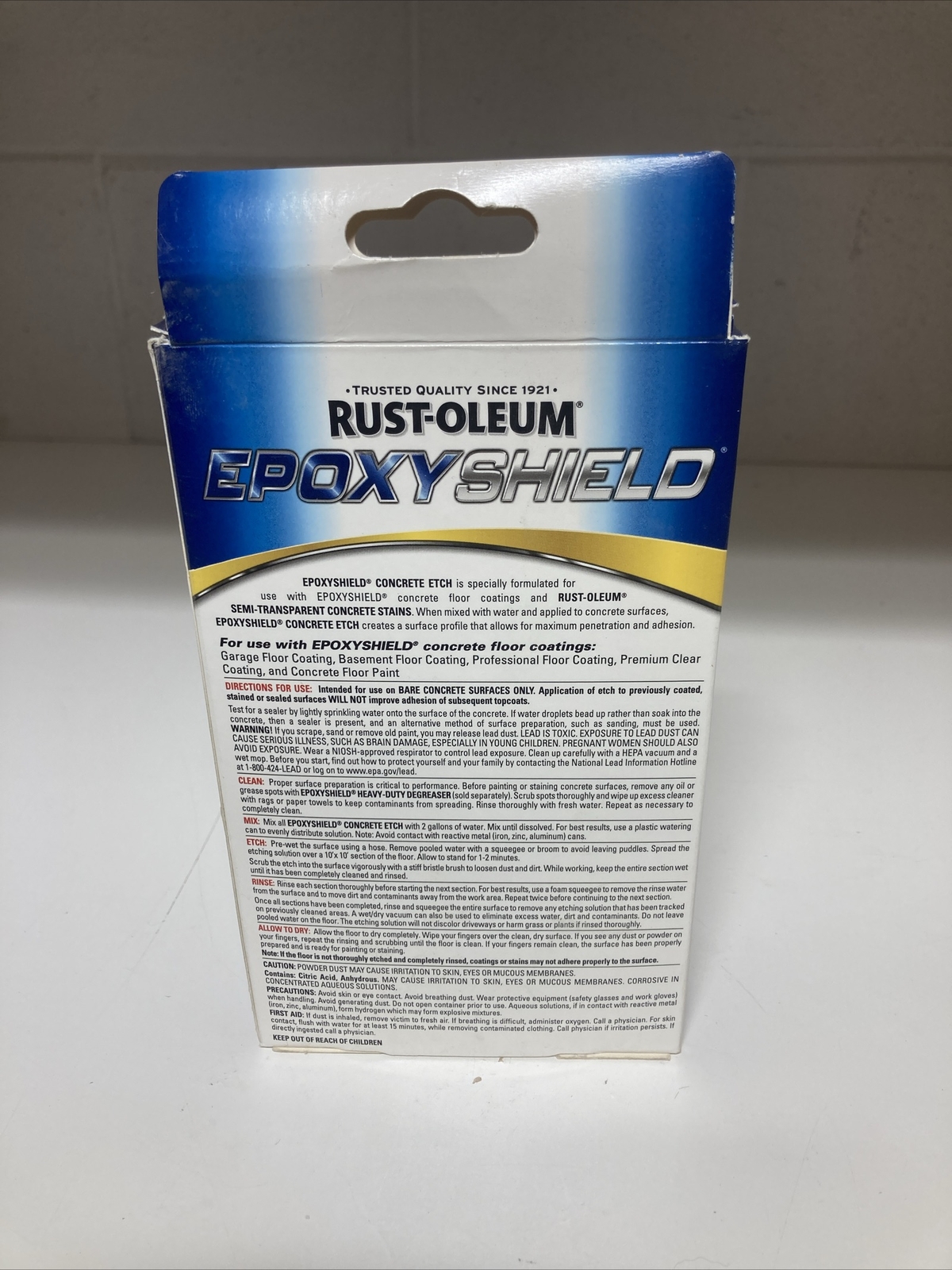 Rust-Oleum, Epoxy Shield, One LB, Concrete Floor Etch Brand New Old Stock